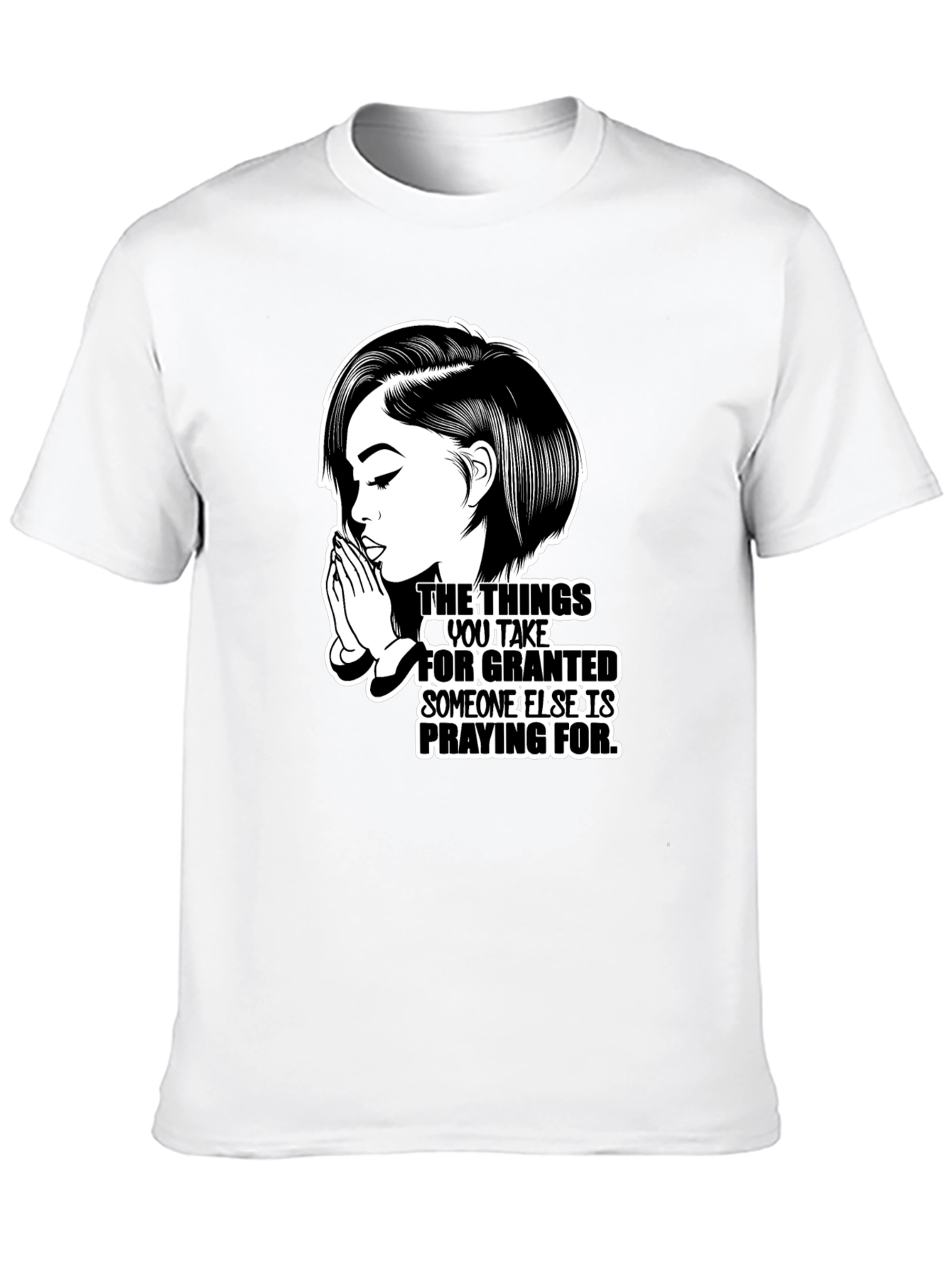 Praying Woman Graphic T-Shirt - Black