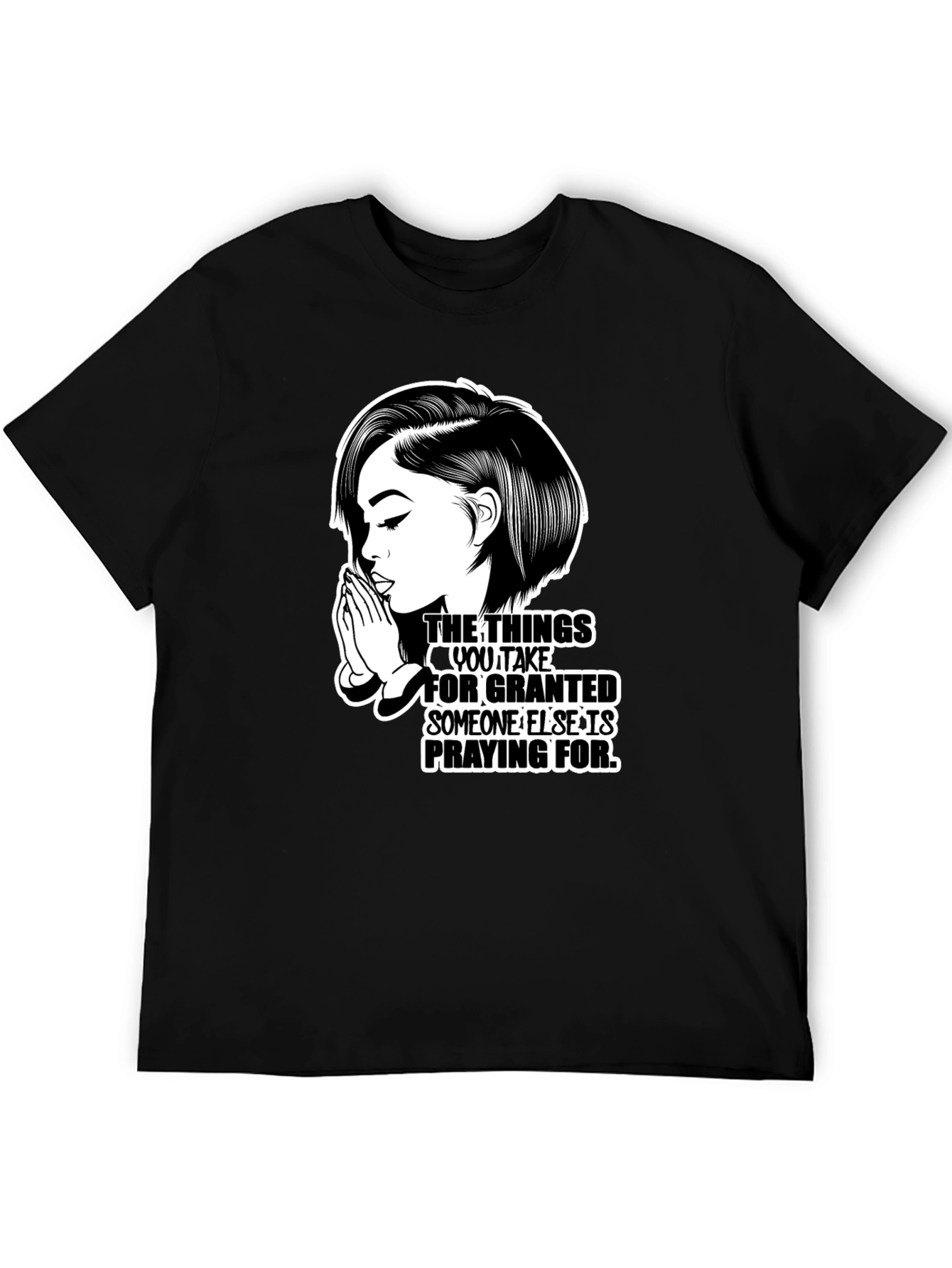 Praying Woman Graphic T-Shirt - Black