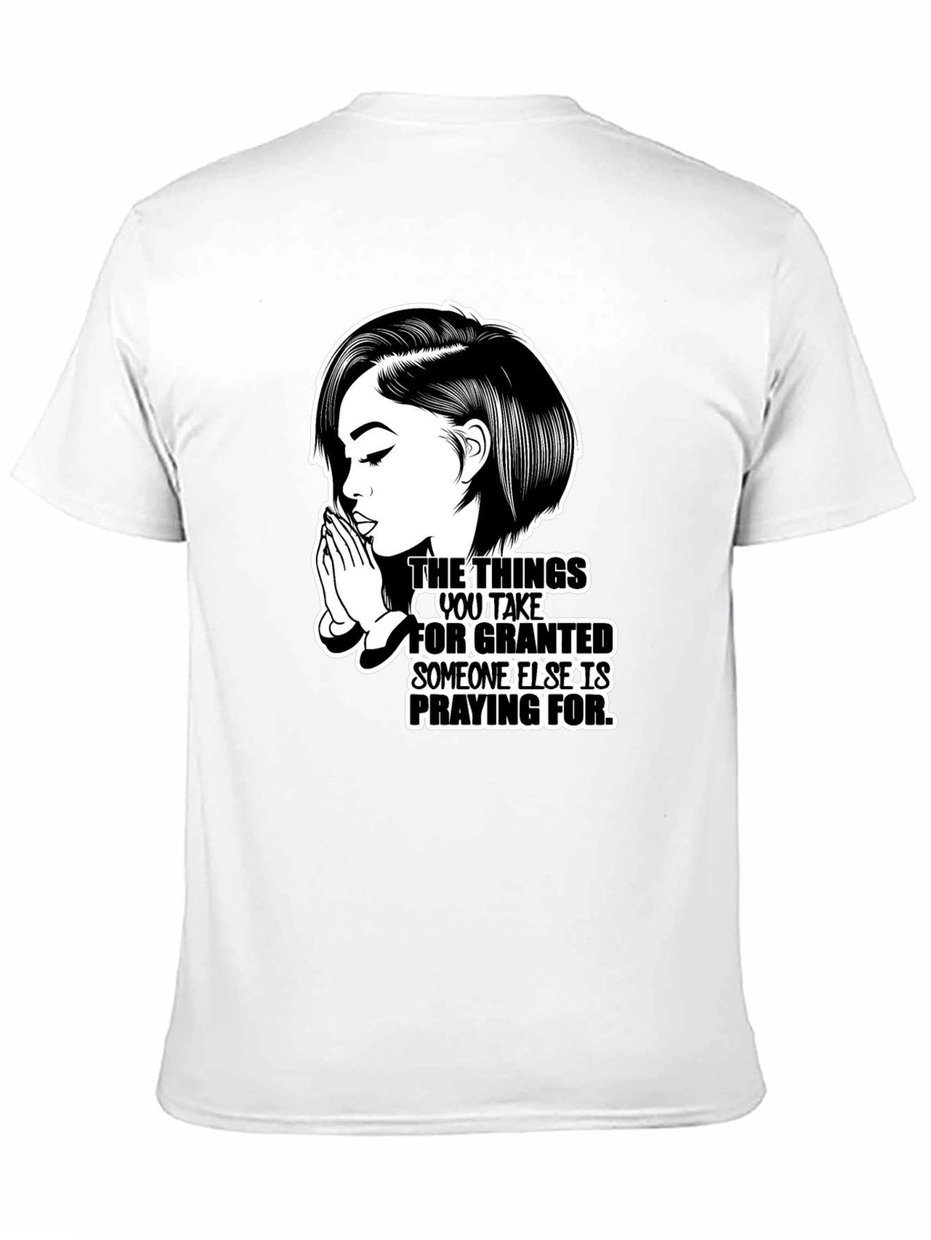 Praying Woman Graphic T-Shirt - Black