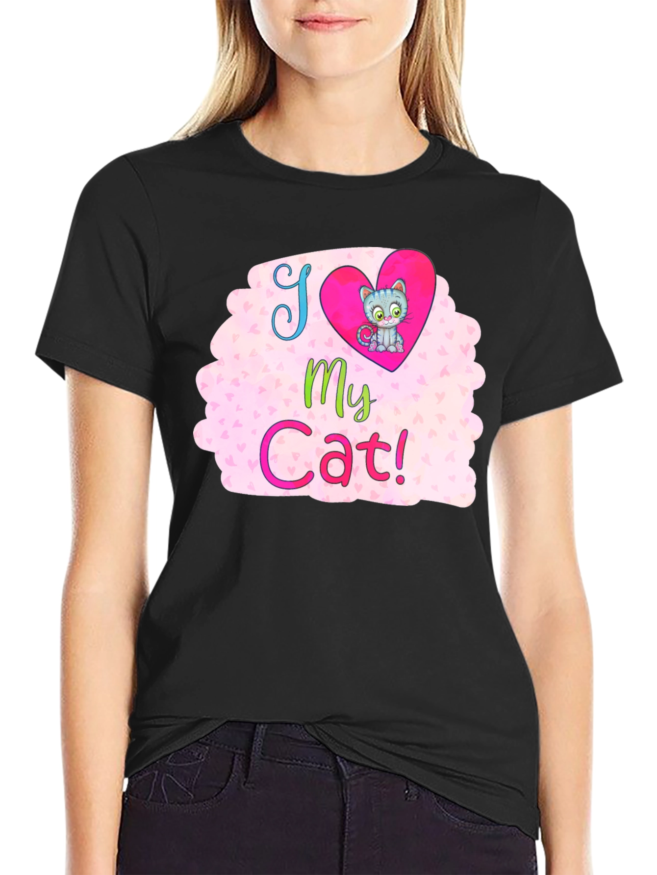 I Love My Cat Graphic T-Shirt