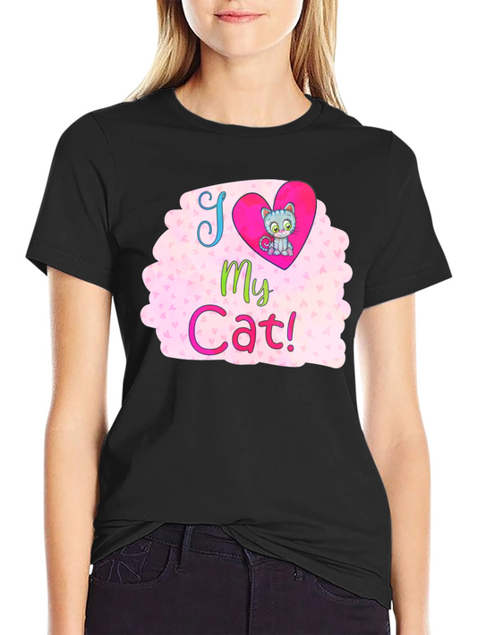 I Love My Cat Graphic T-Shirt