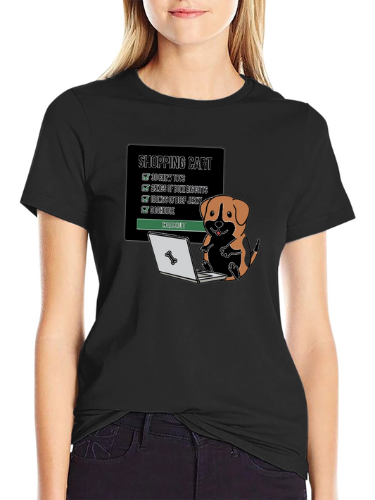 Funny Dog Lover T-Shirt - Shopping Cart Design