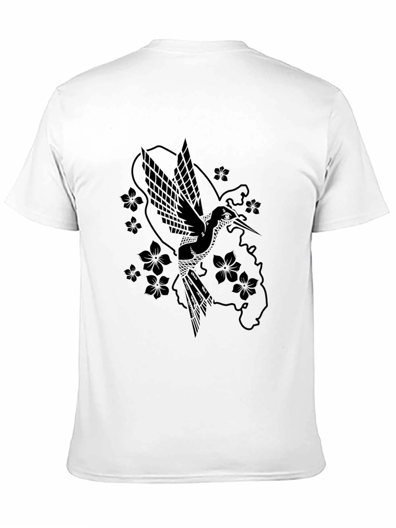 Hummingbird & Flower Graphic Black T-Shirt