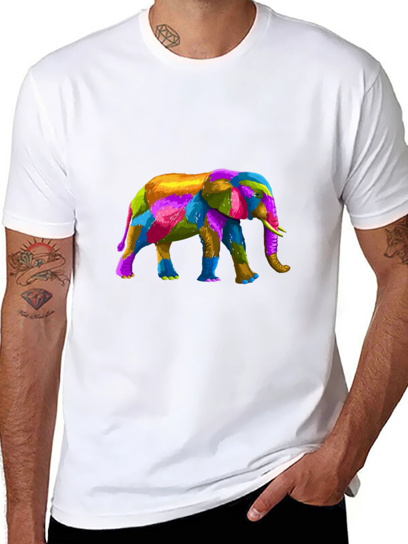 Colorful Elephant Graphic T-Shirt