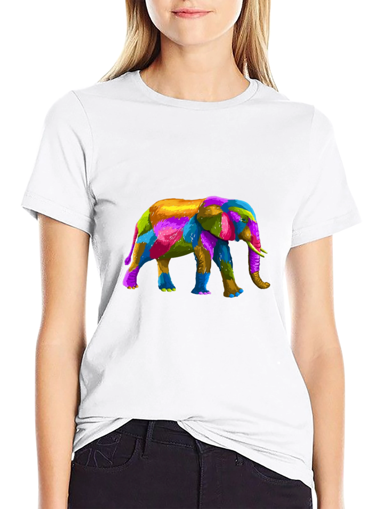 Colorful Elephant Graphic T-Shirt