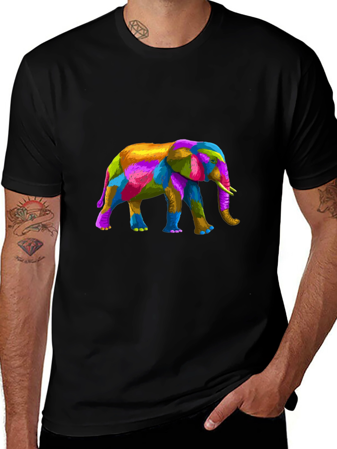 Colorful Elephant Graphic T-Shirt