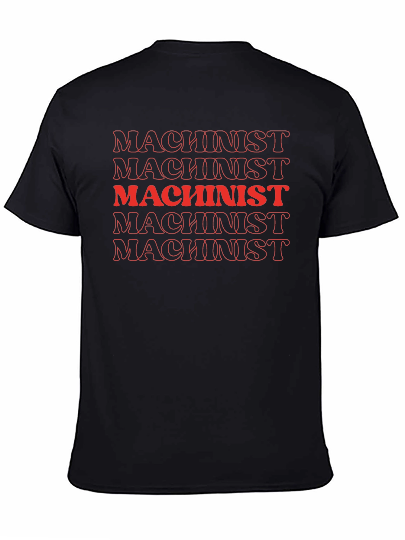 Machinist Red Text Stacked Black T-Shirt