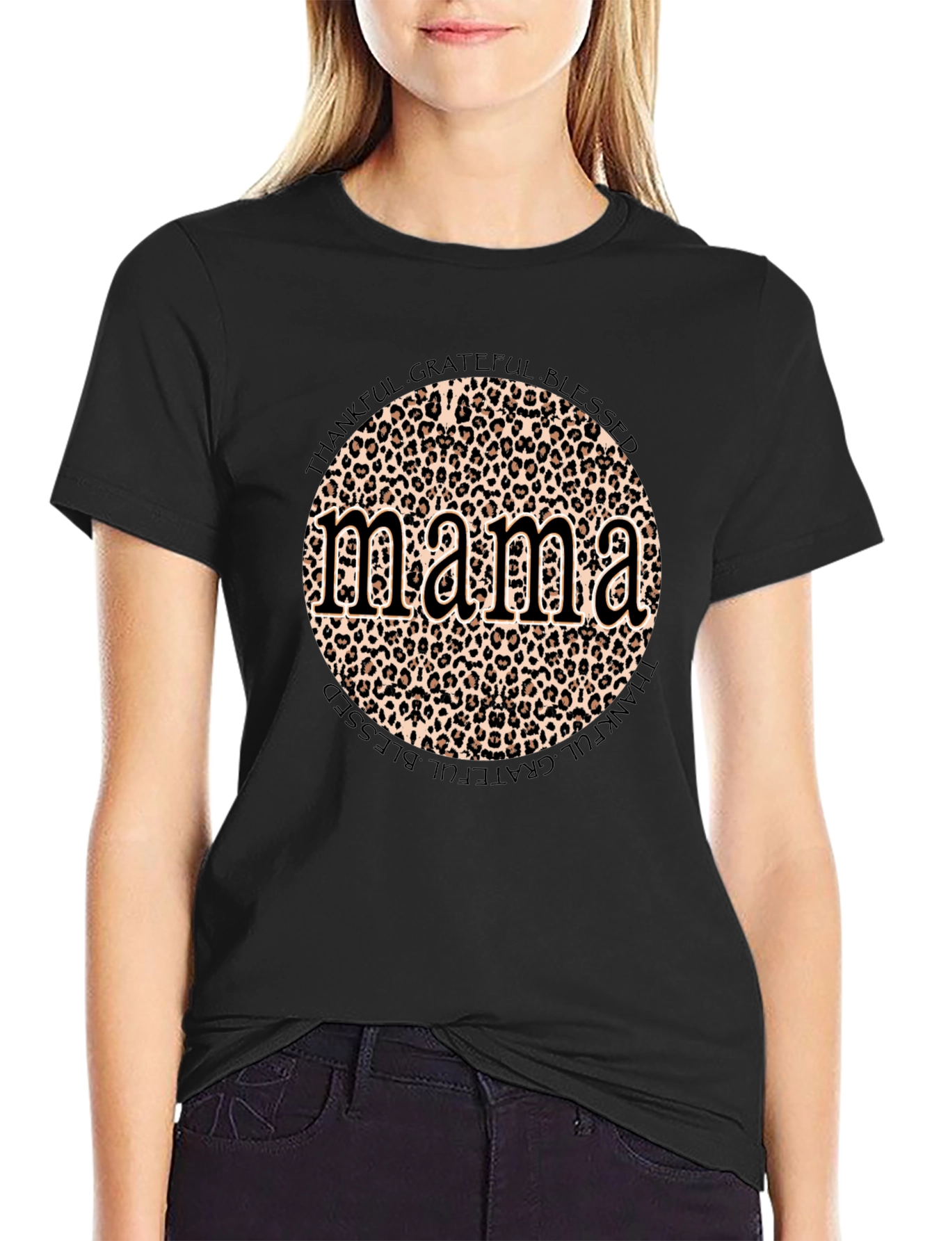 Mama Leopard Print Graphic T-Shirt