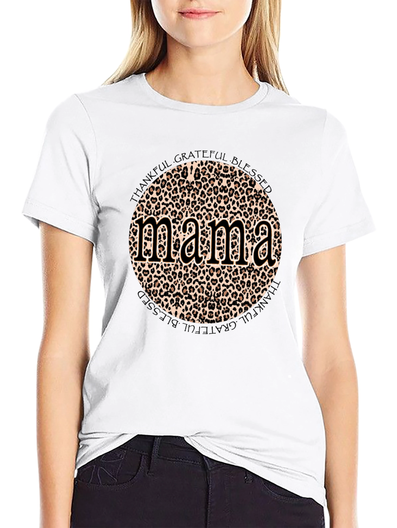 Mama Leopard Print Graphic T-Shirt