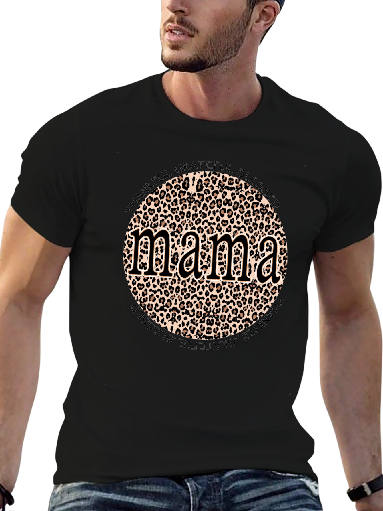 Mama Leopard Print Graphic T-Shirt