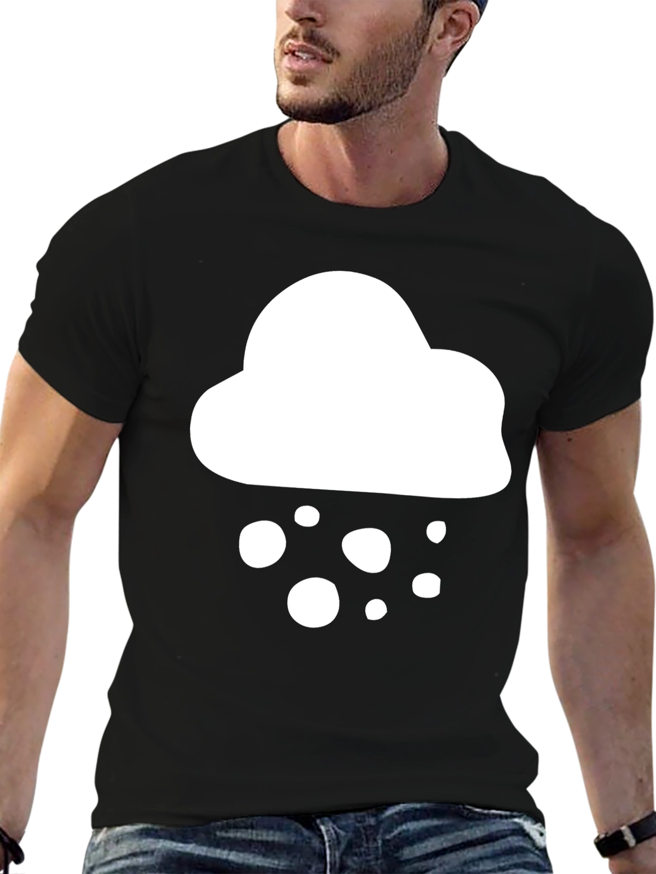 Cloud Graphic T-Shirt - Black Casual Tee