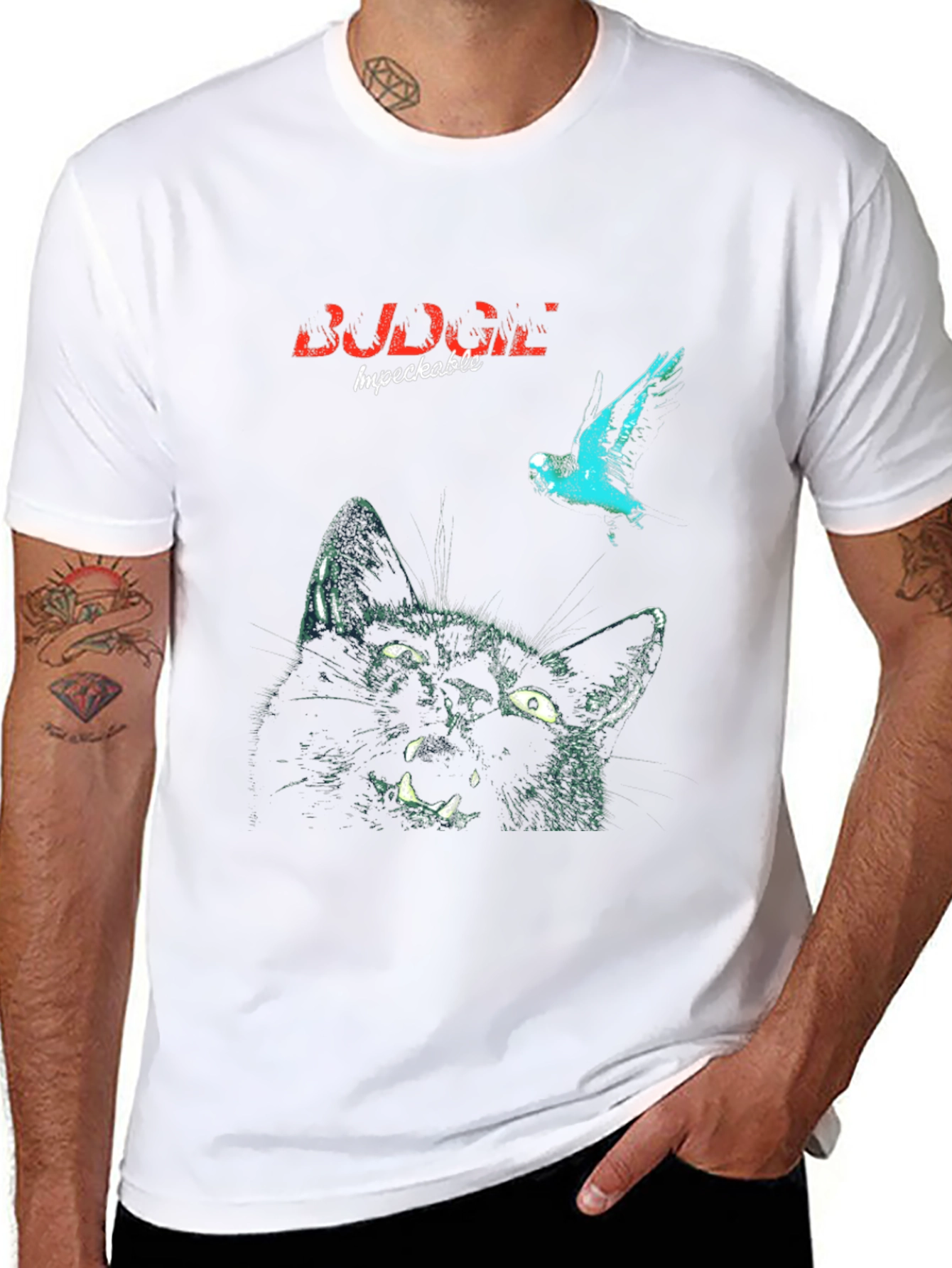 Angry Cat & Bird T-Shirt
