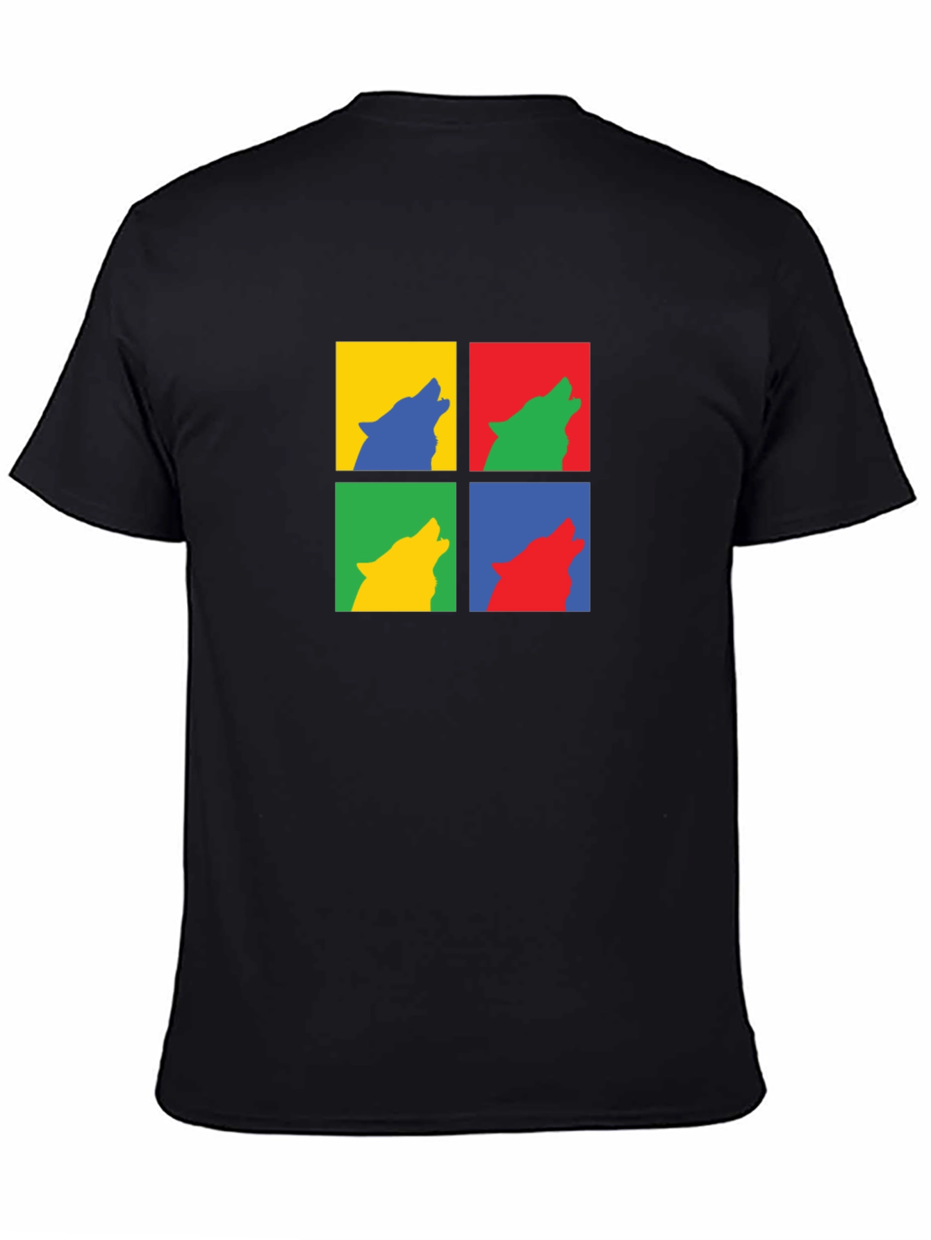 Wolf Pop Art Black T-Shirt - Modern Graphic Tee