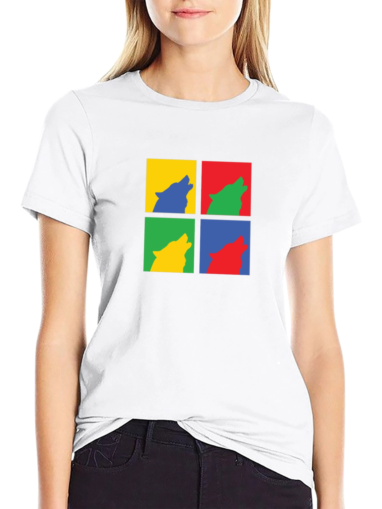 Wolf Pop Art Black T-Shirt - Modern Graphic Tee