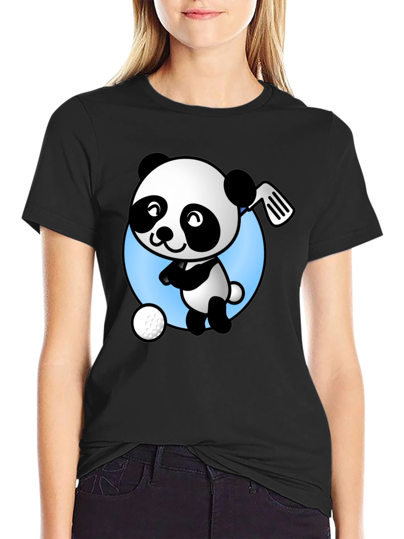 Golf Panda T-Shirt - Cute Cartoon Design