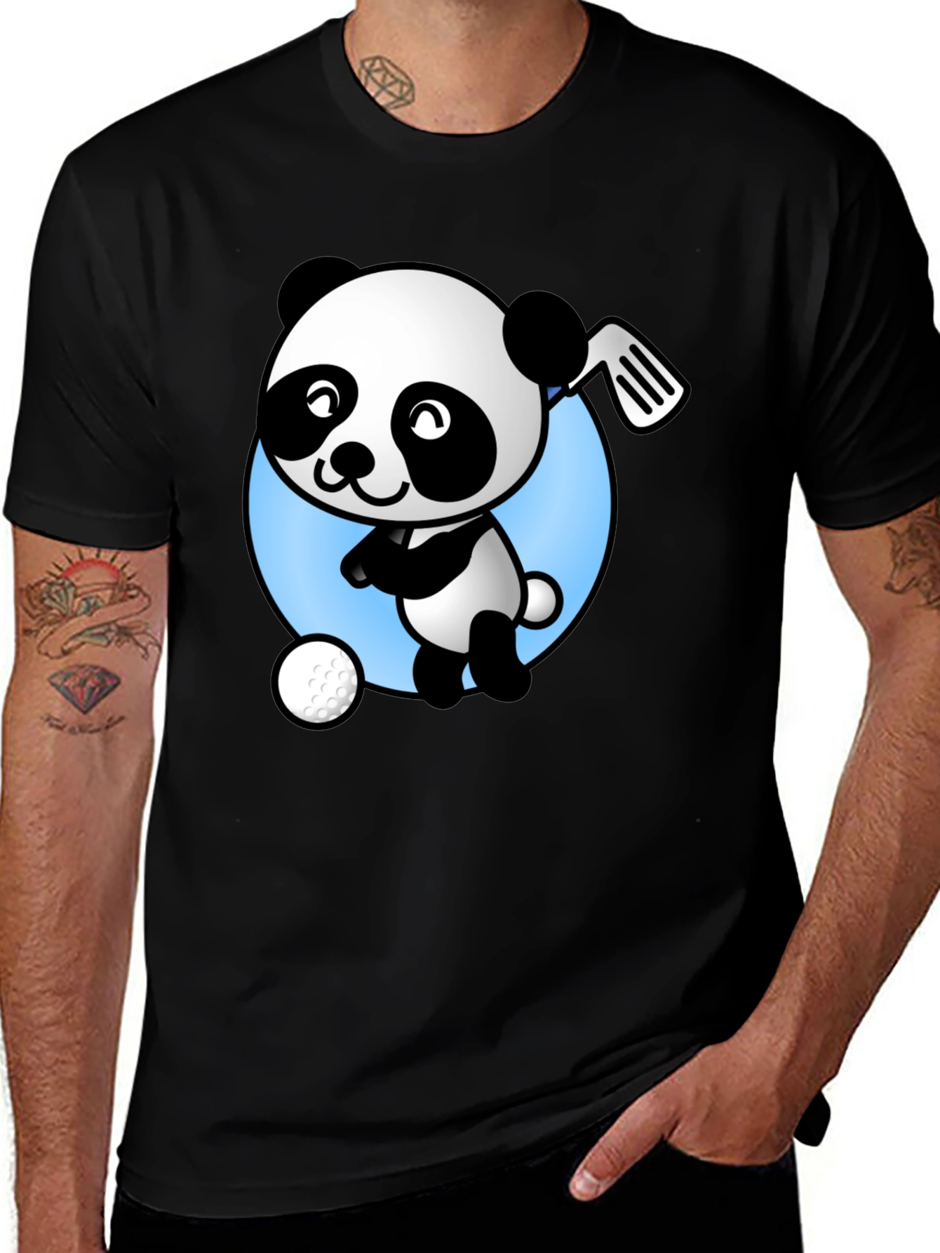 Golf Panda T-Shirt - Cute Cartoon Design