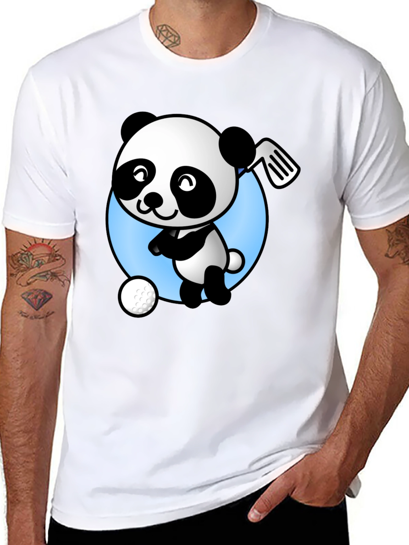 Golf Panda T-Shirt - Cute Cartoon Design