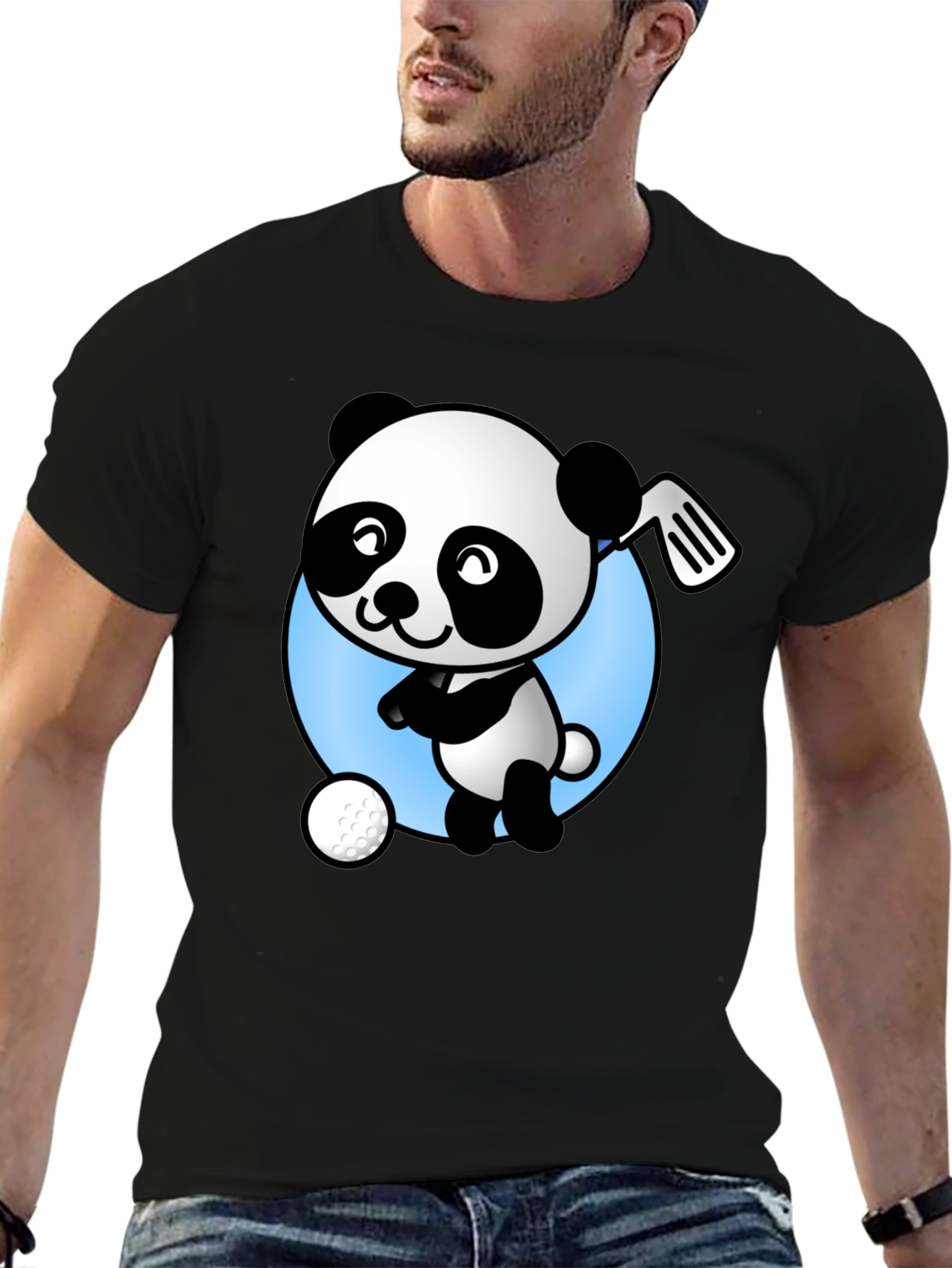 Golf Panda T-Shirt - Cute Cartoon Design