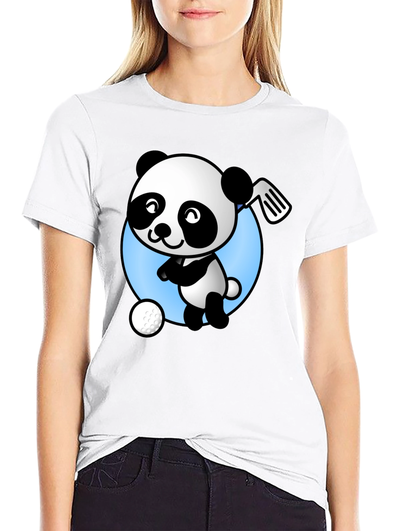 Golf Panda T-Shirt - Cute Cartoon Design