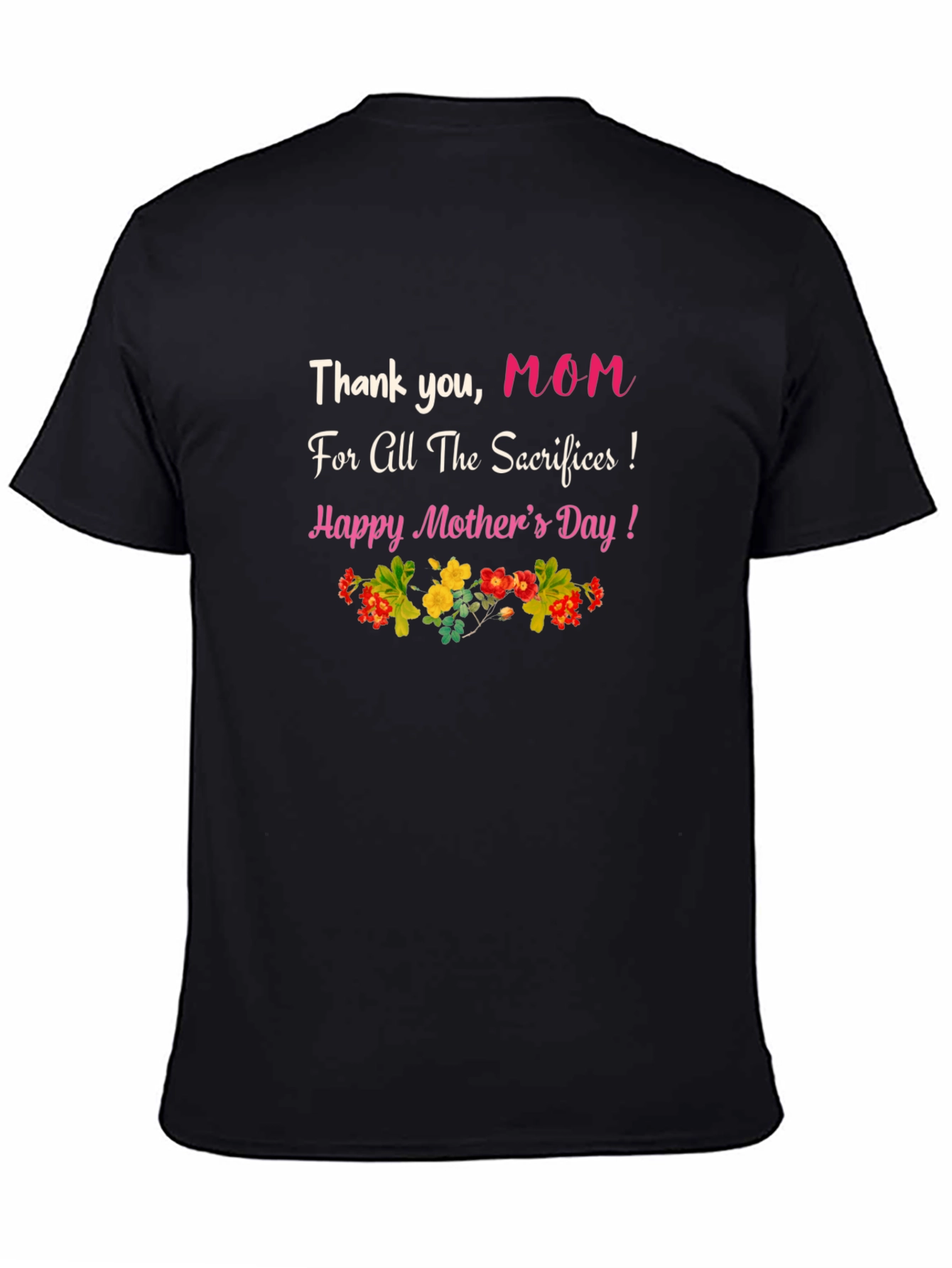 Thank You Mom Black Graphic T-Shirt