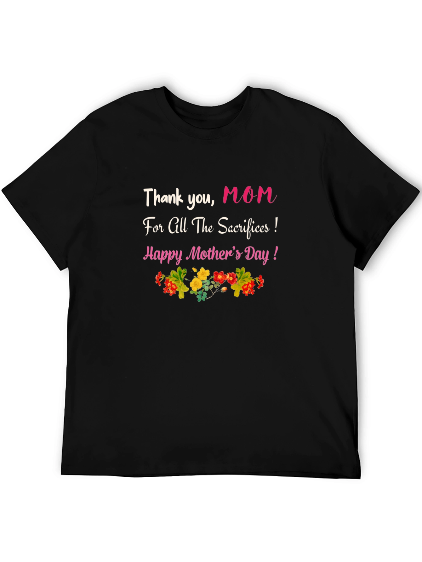Thank You Mom Black Graphic T-Shirt