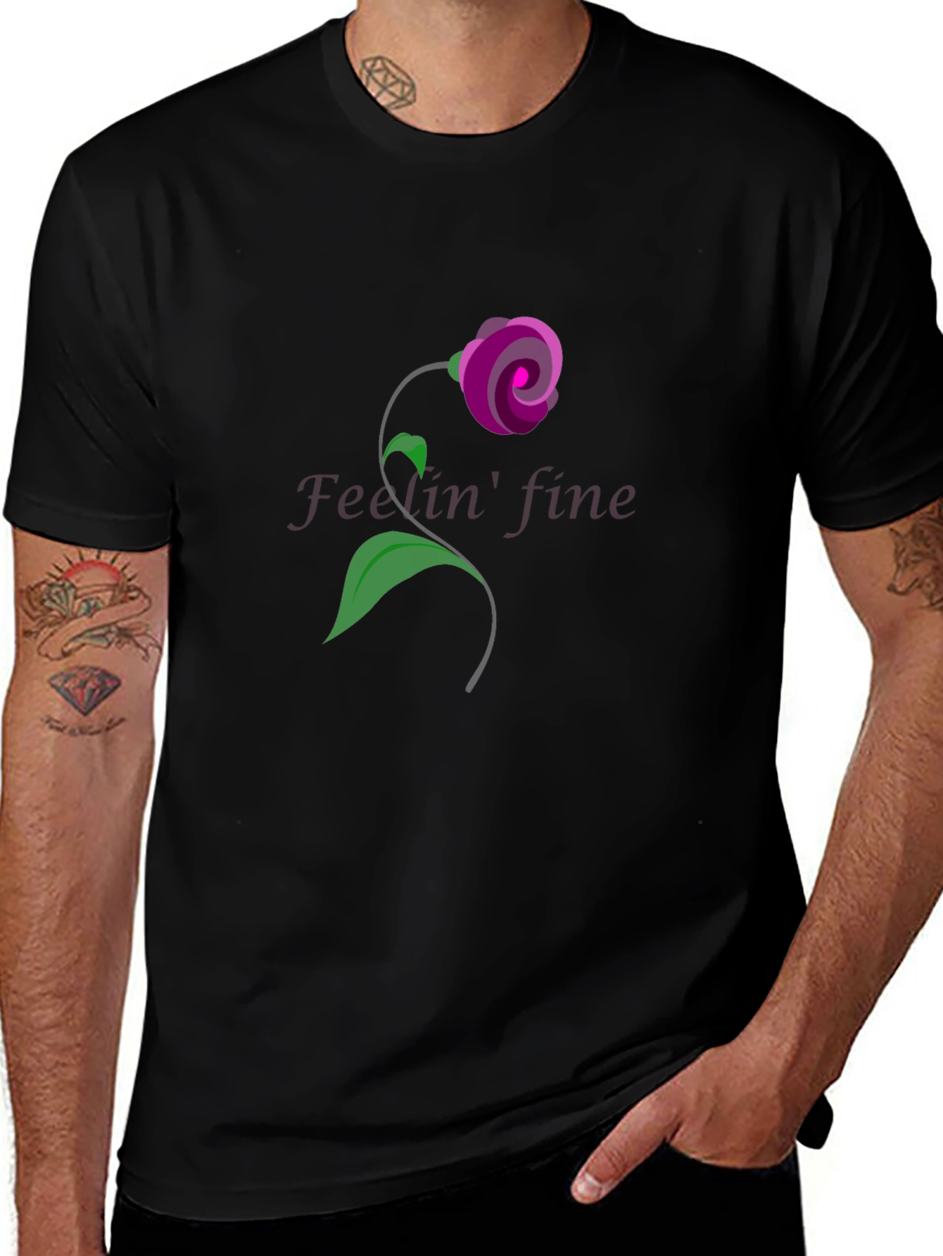 Floral Fine Art T-Shirt - Black