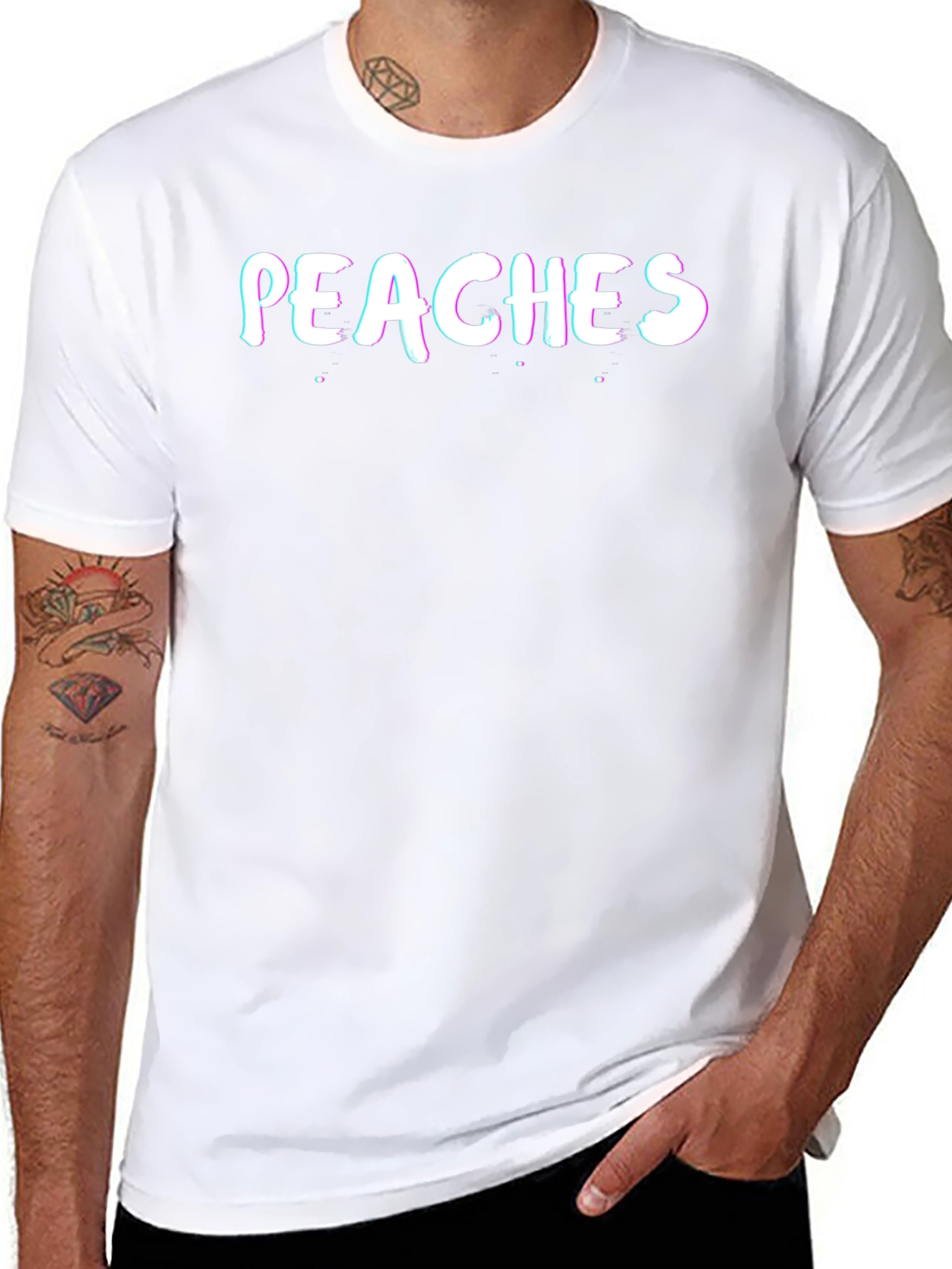 Peaches Graphic Tee - Black Crew Neck