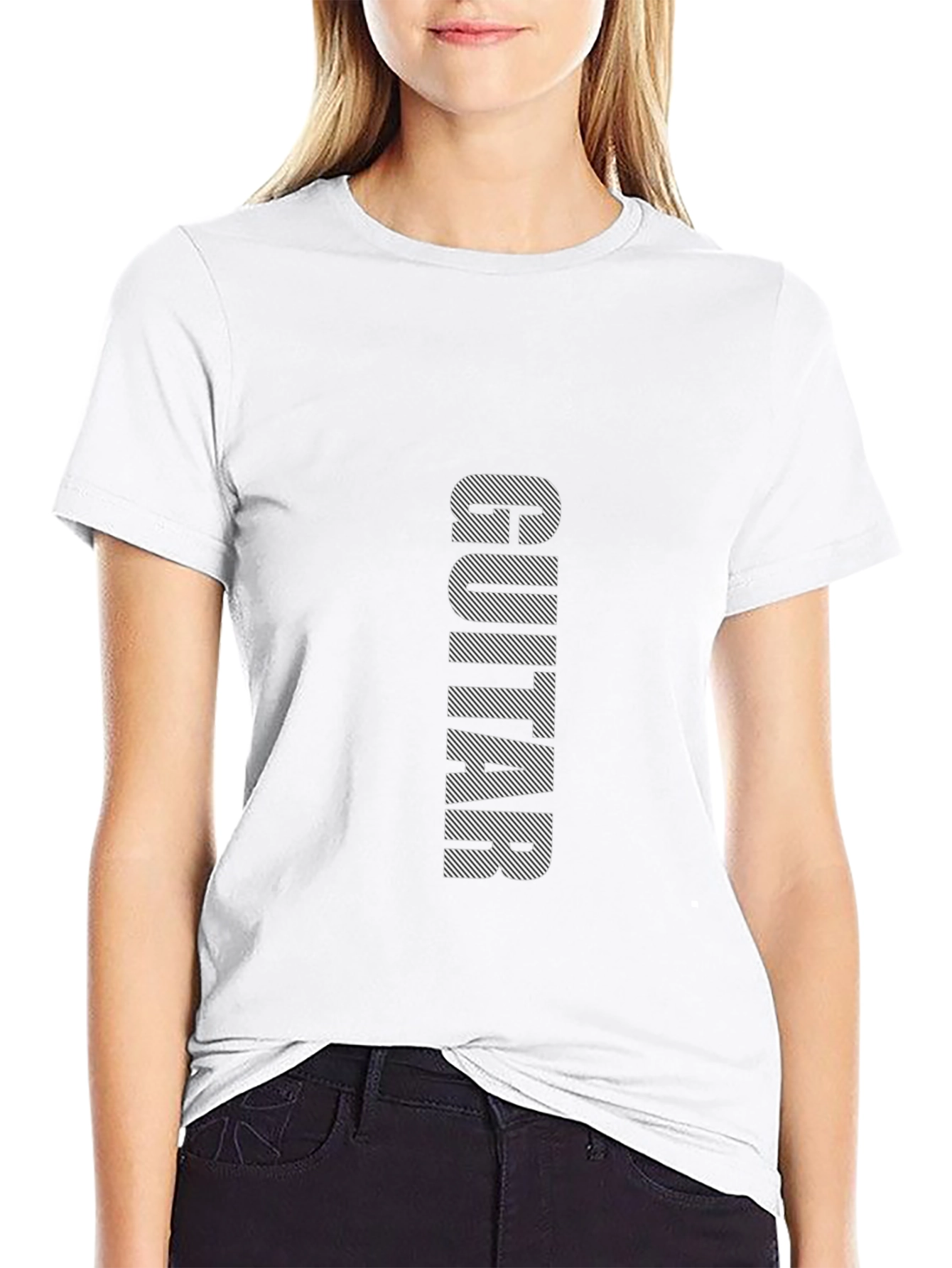 Black Guitar Print Mens Short Sleeve T-Shirt