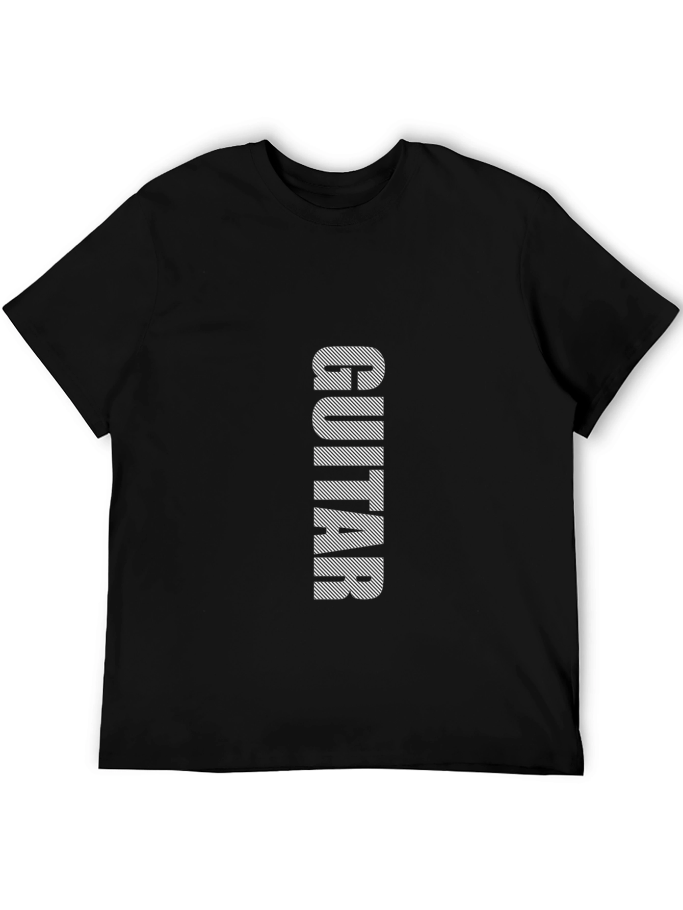 Black Guitar Print Mens Short Sleeve T-Shirt