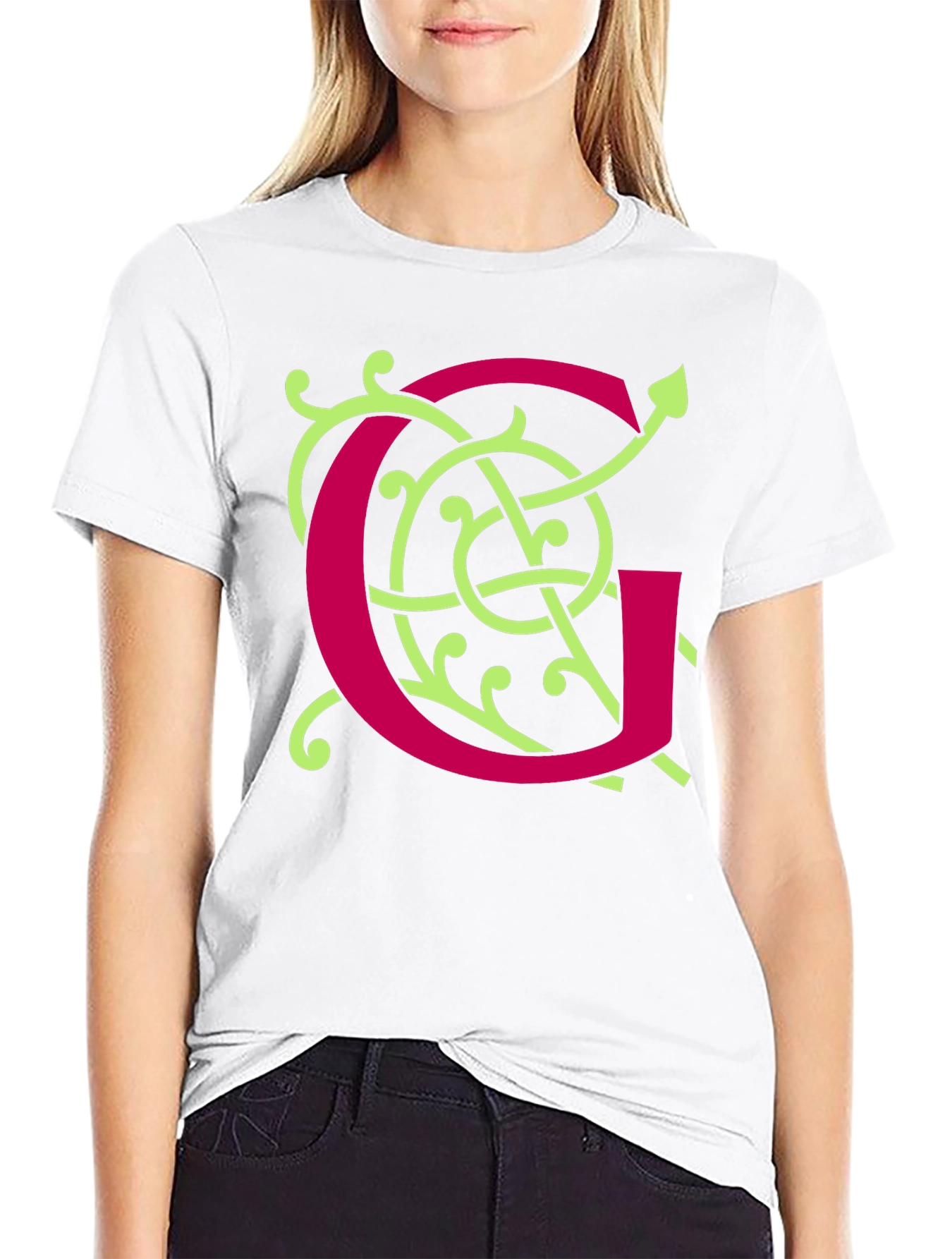 Ornamental Initial G Black T-Shirt