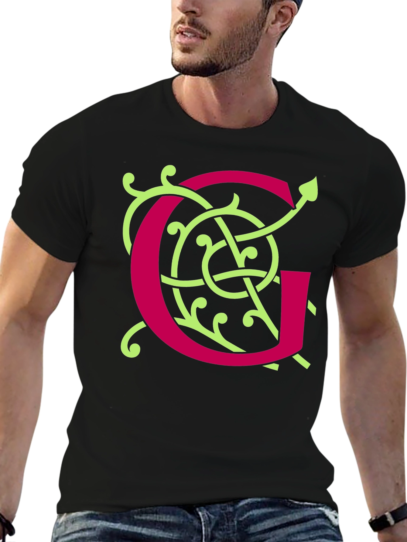 Ornamental Initial G Black T-Shirt