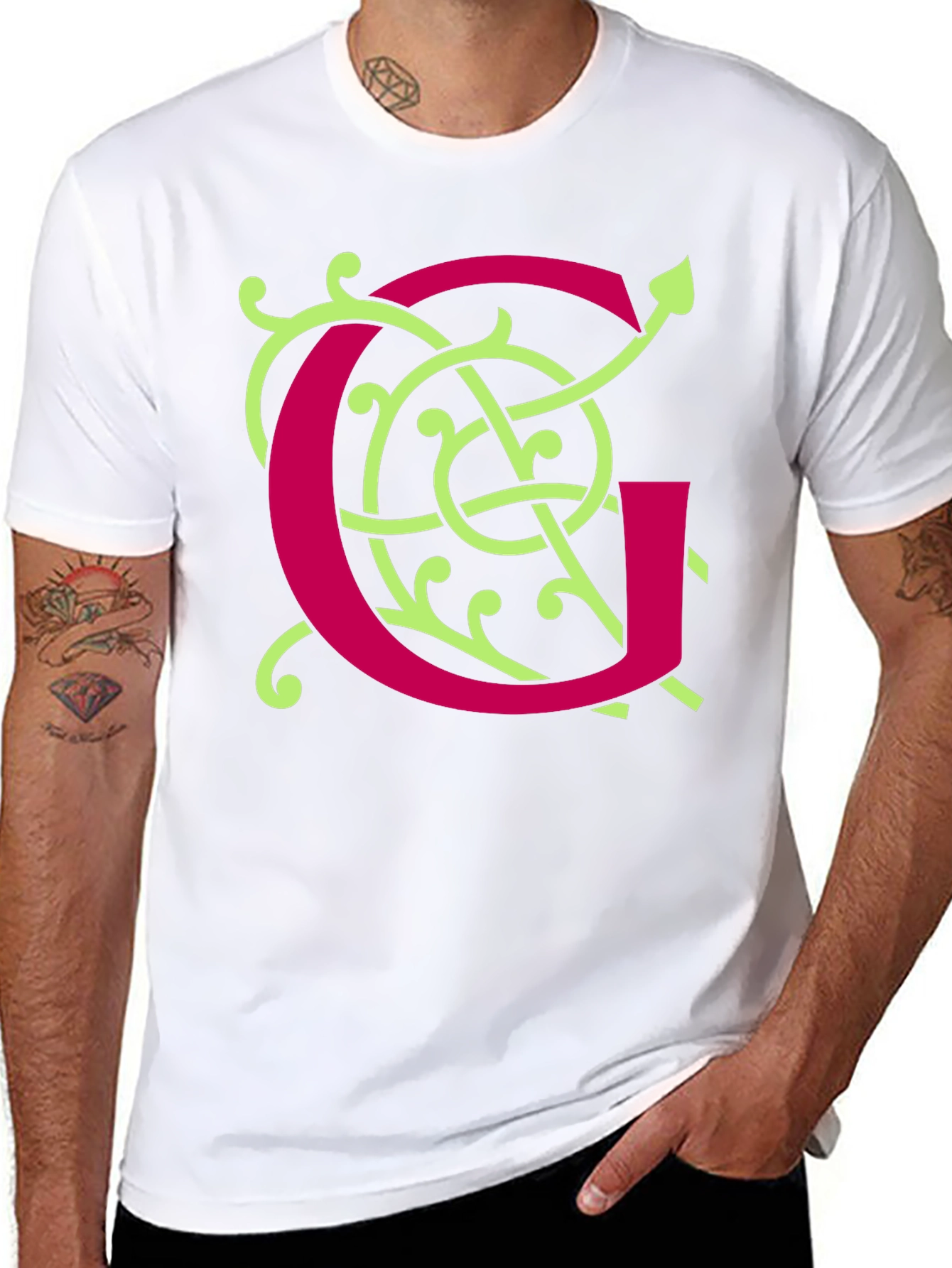 Ornamental Initial G Black T-Shirt
