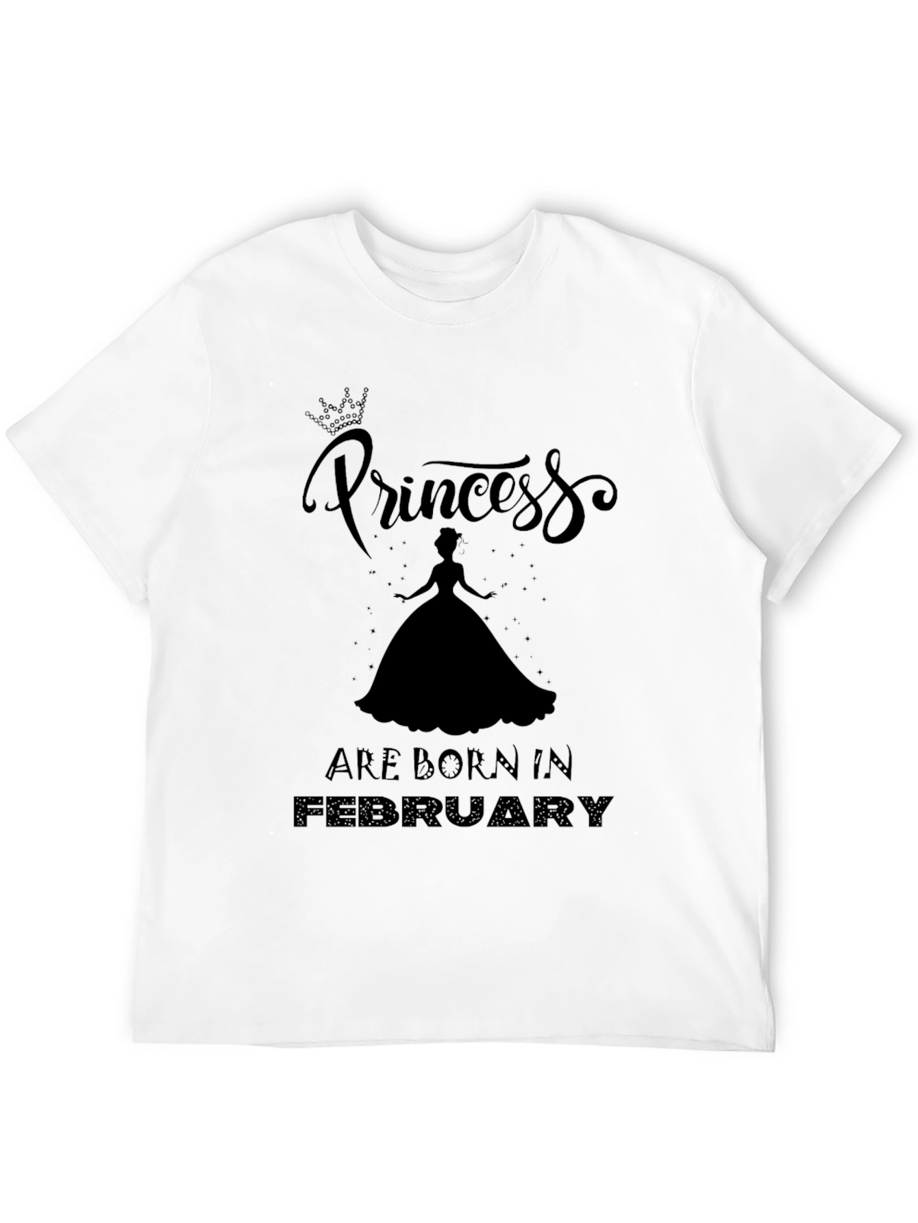 Princess Born in February Black T-Shirt