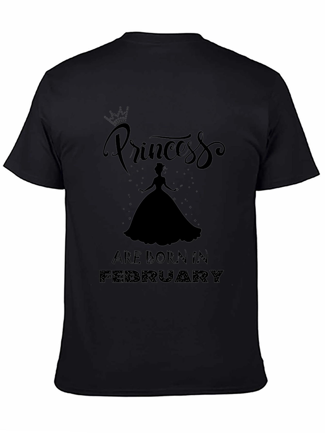 Princess Born in February Black T-Shirt