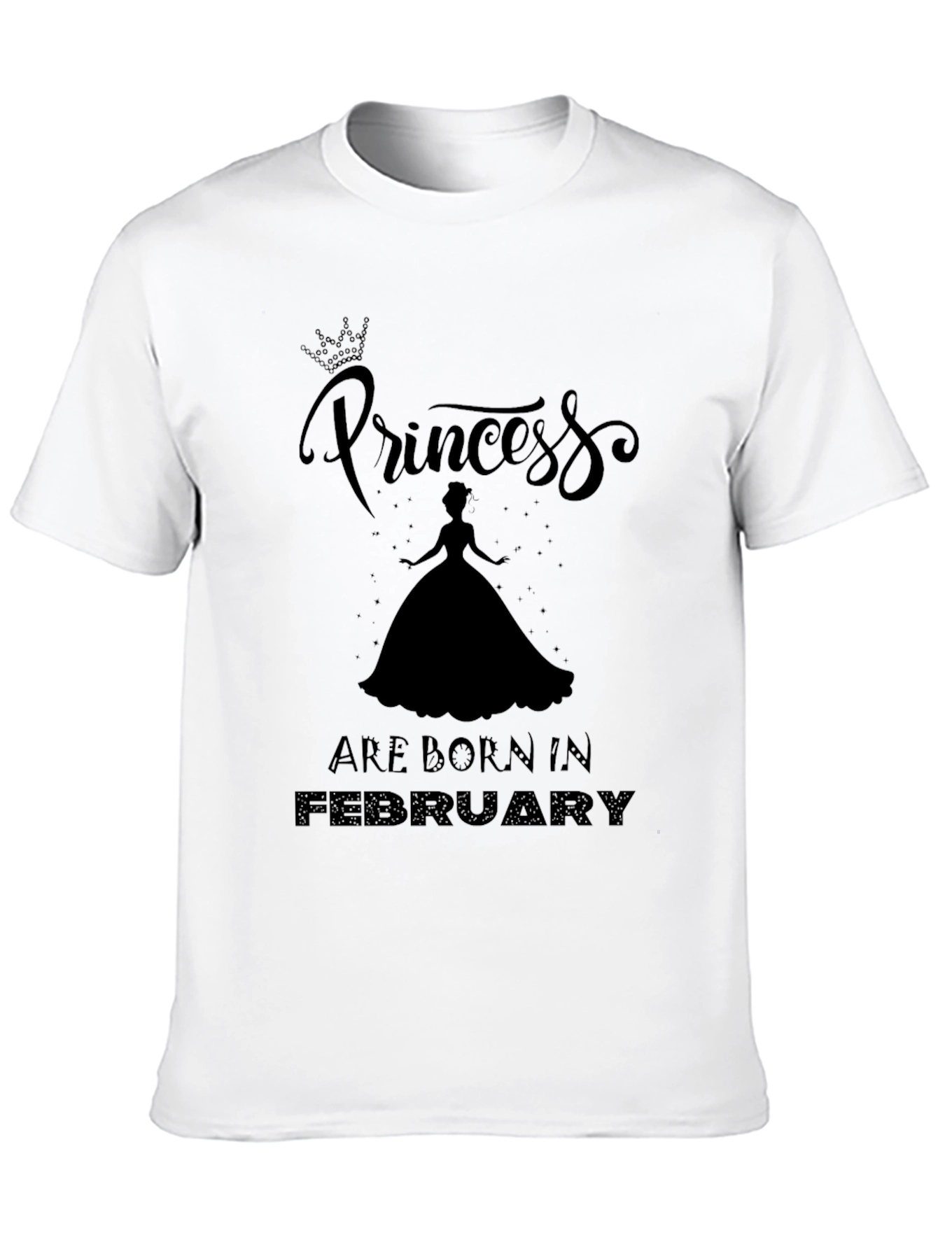 Princess Born in February Black T-Shirt