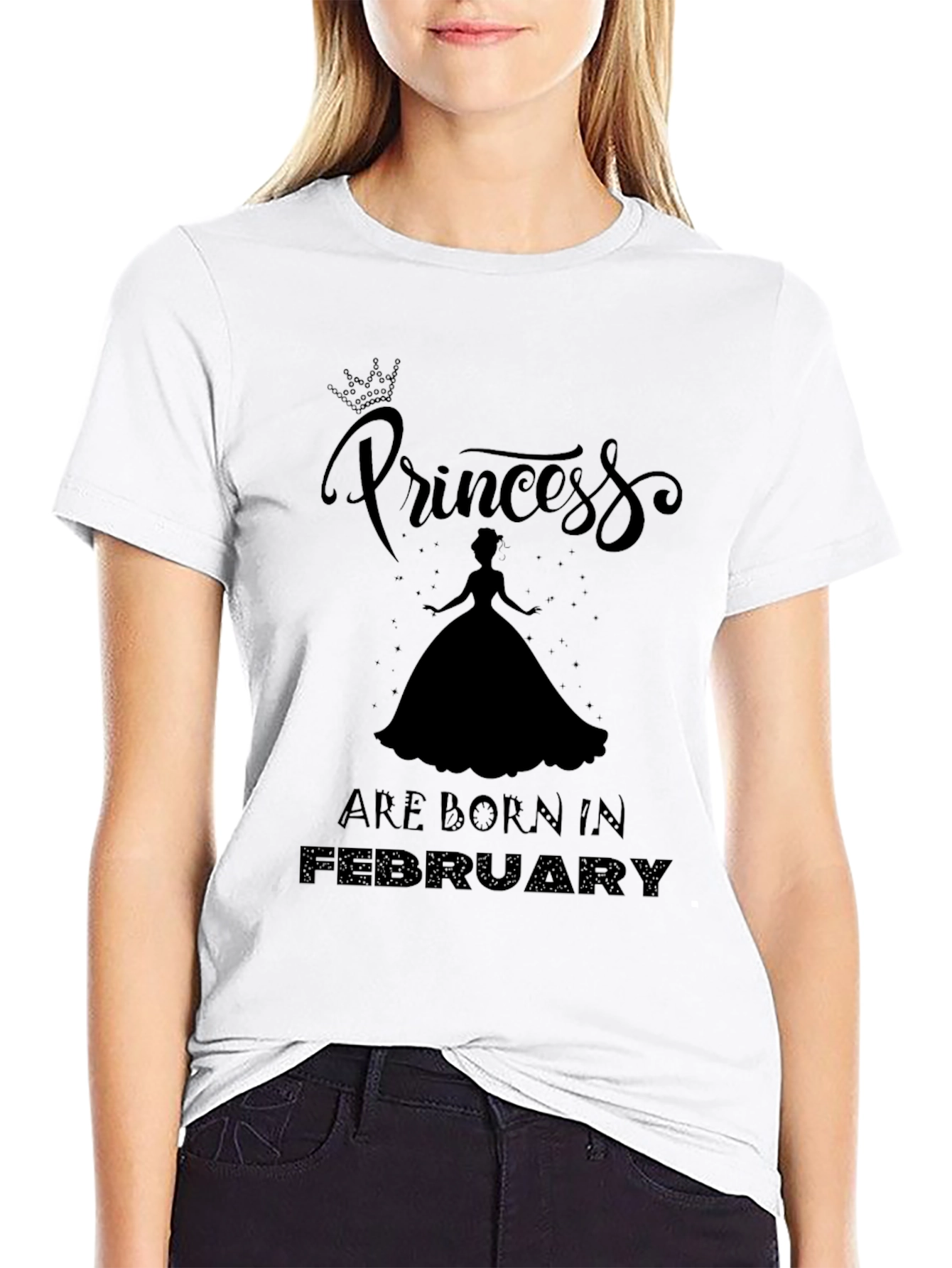 Princess Born in February Black T-Shirt