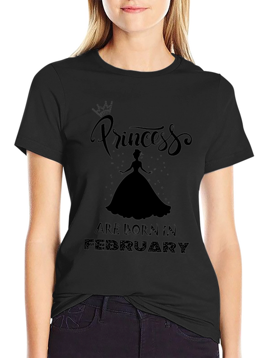 Princess Born in February Black T-Shirt