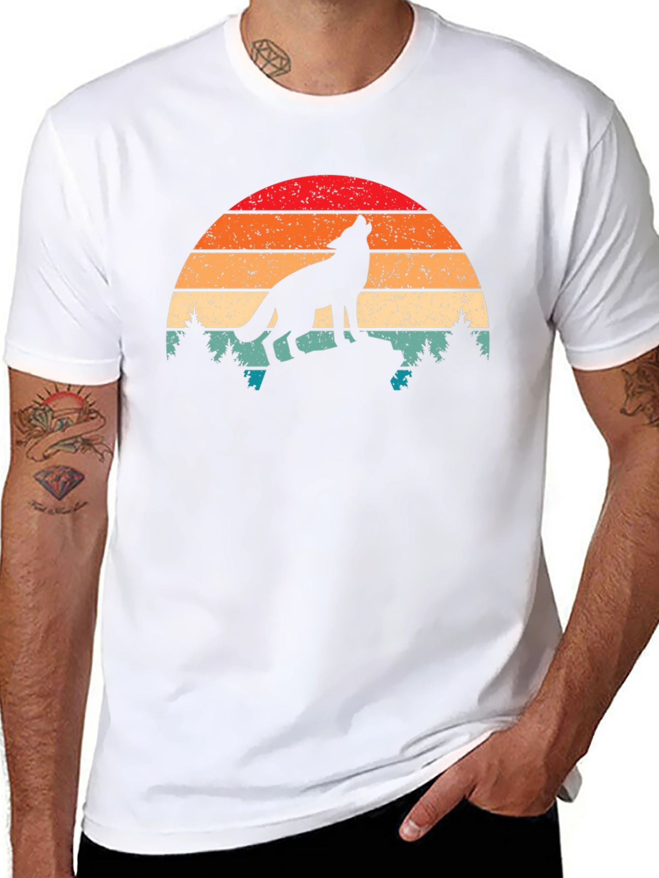 Wolf Sunset Graphic T-Shirt