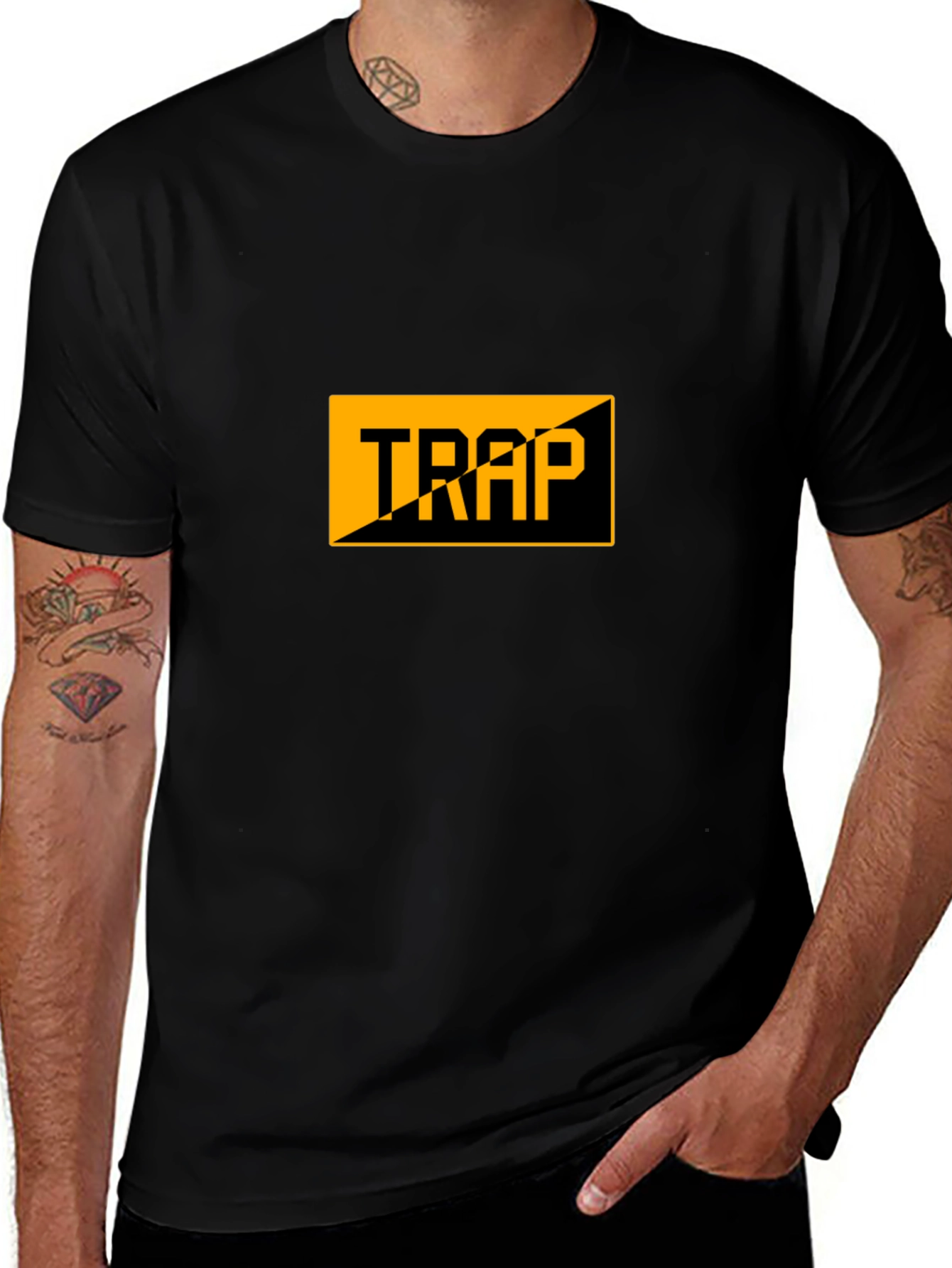 Mens Black Trap Graphic Tee