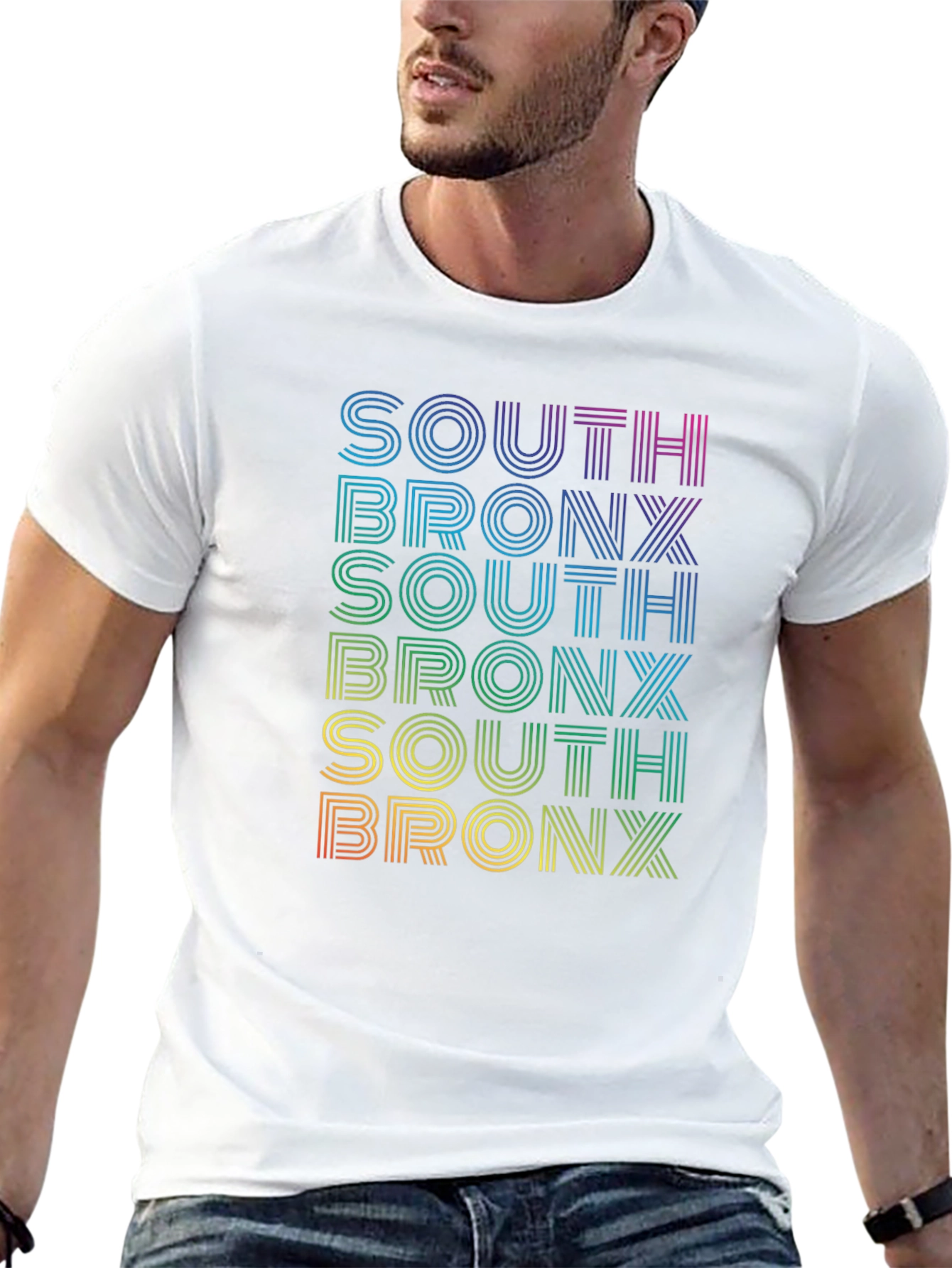 Retro South Bronx T-Shirt - Rainbow Text Design