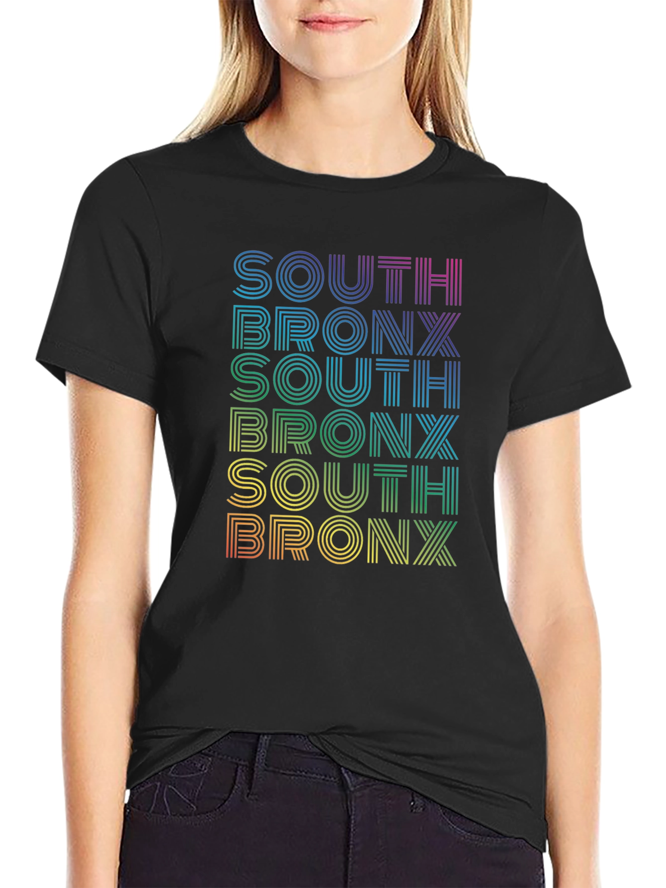 Retro South Bronx T-Shirt - Rainbow Text Design