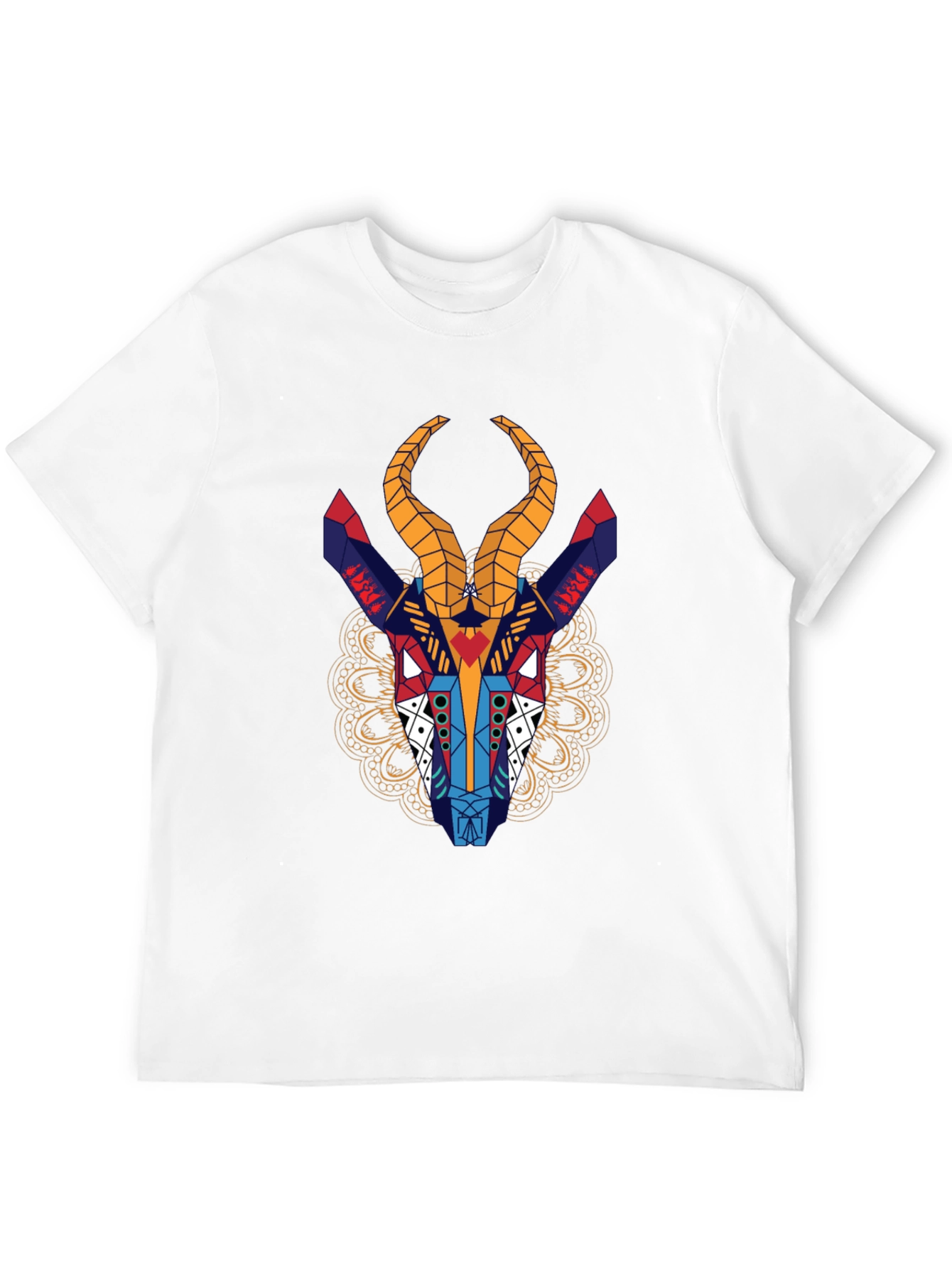 Geometric Gazelle Graphic Tee - Black Cotton Shirt