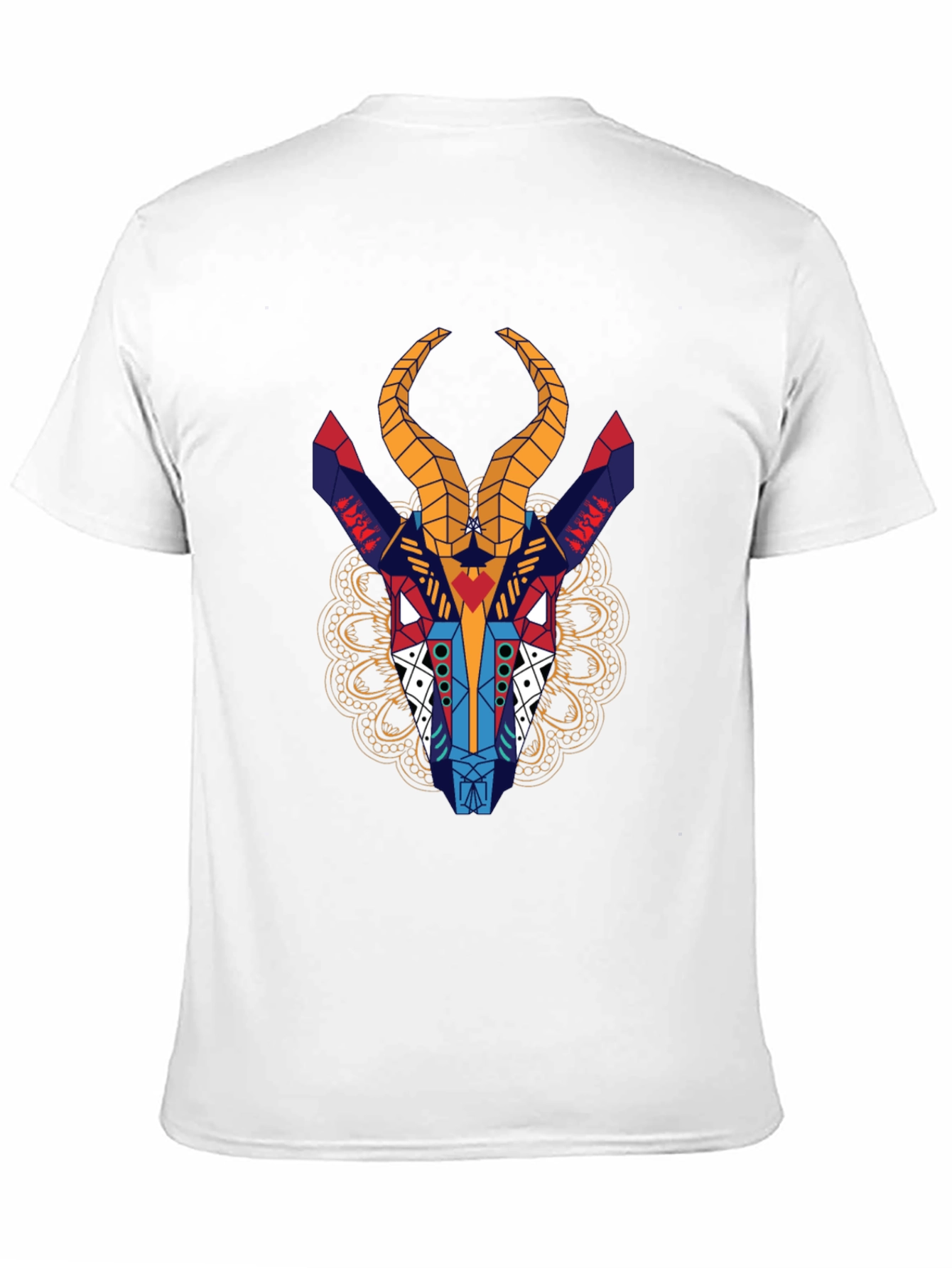 Geometric Gazelle Graphic Tee - Black Cotton Shirt