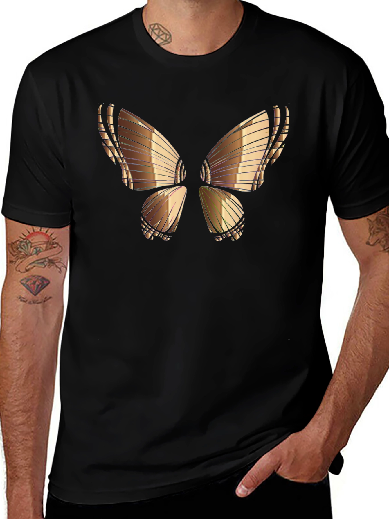 Butterfly Graphic Tee - Black Cotton Blend