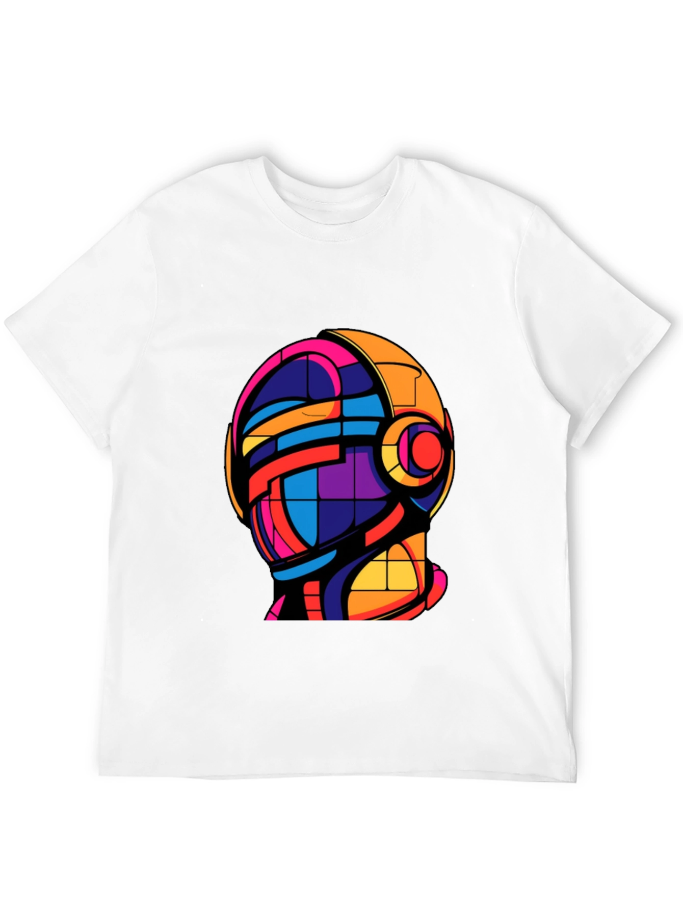 Abstract Helmet Graphic Tee - Modern Art T-Shirt