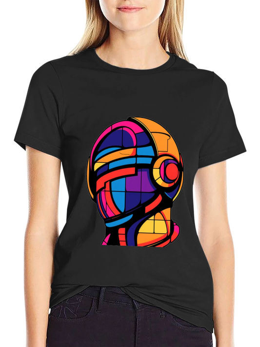 Abstract Helmet Graphic Tee - Modern Art T-Shirt
