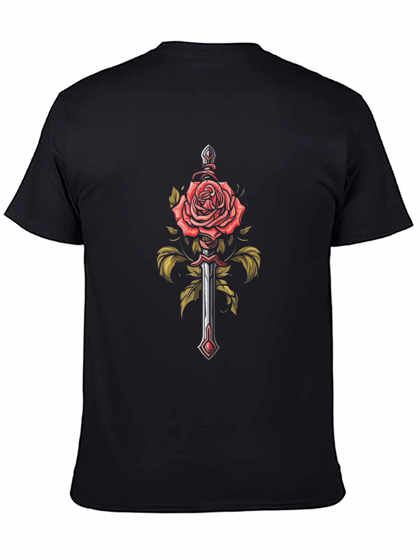 Rose and Sword Graphic Tee - Edgy Fashion