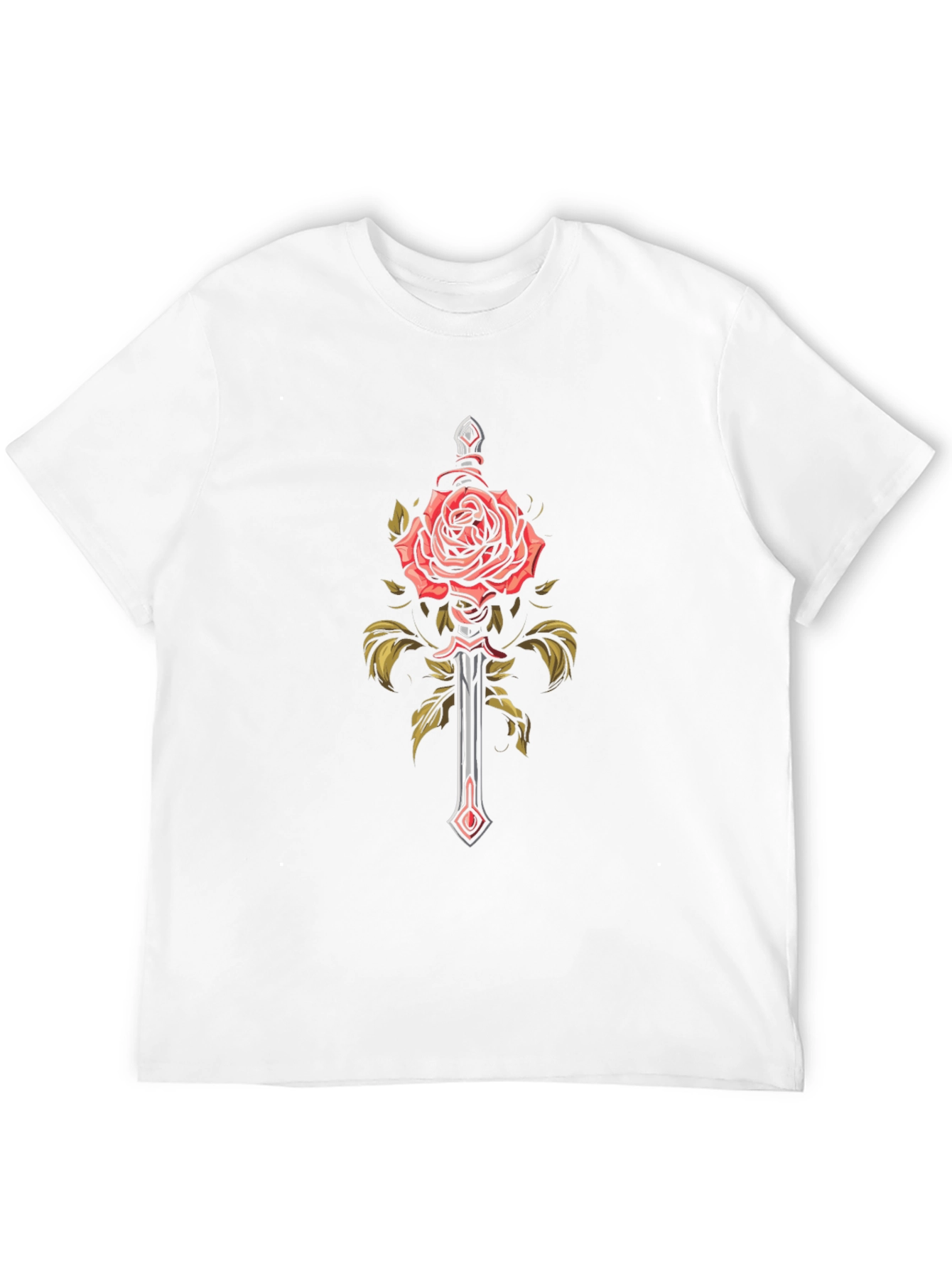 Rose and Sword Graphic Tee - Edgy Fashion