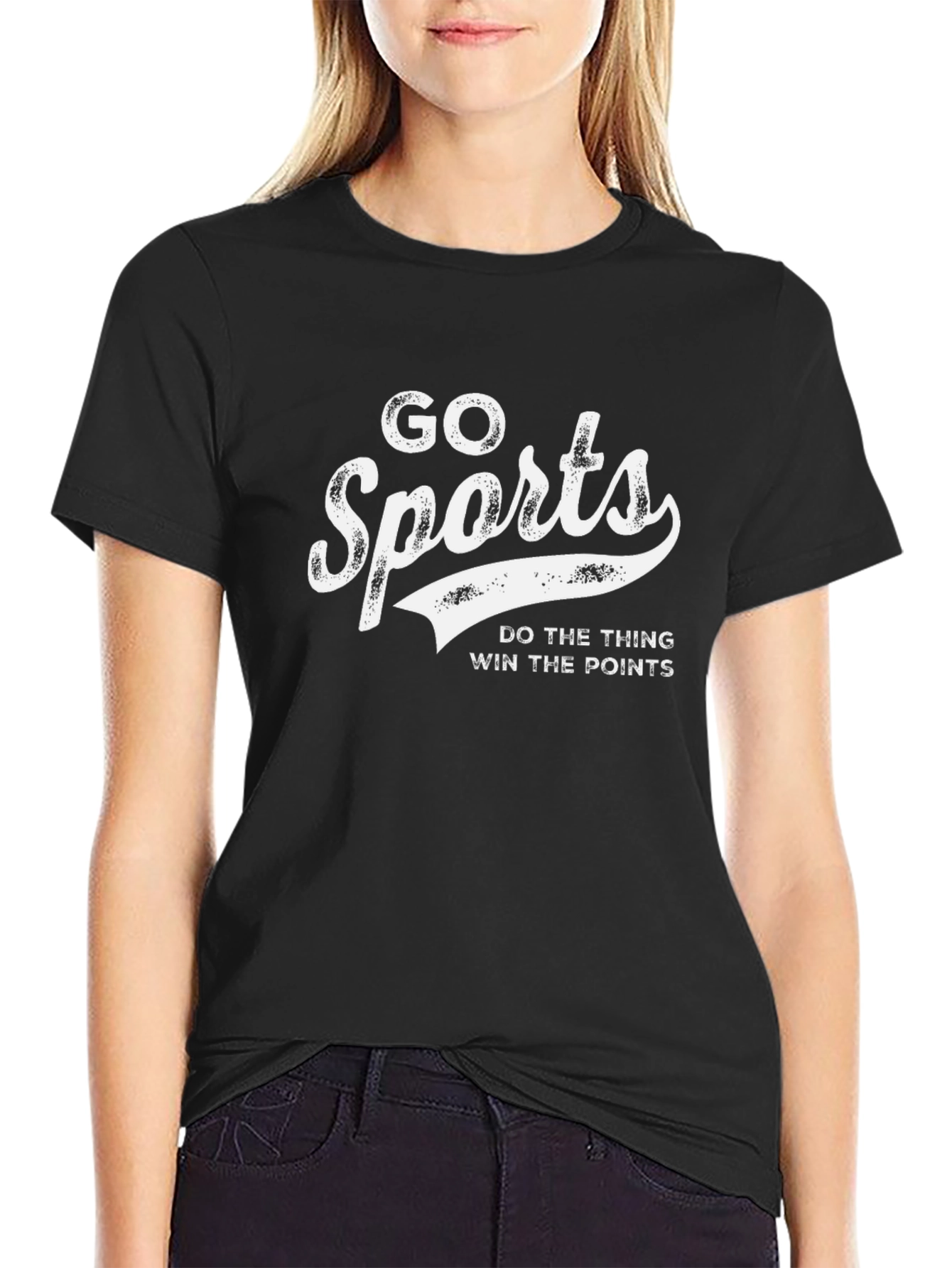 Go Sports Graphic Tee - Black Cotton T-Shirt