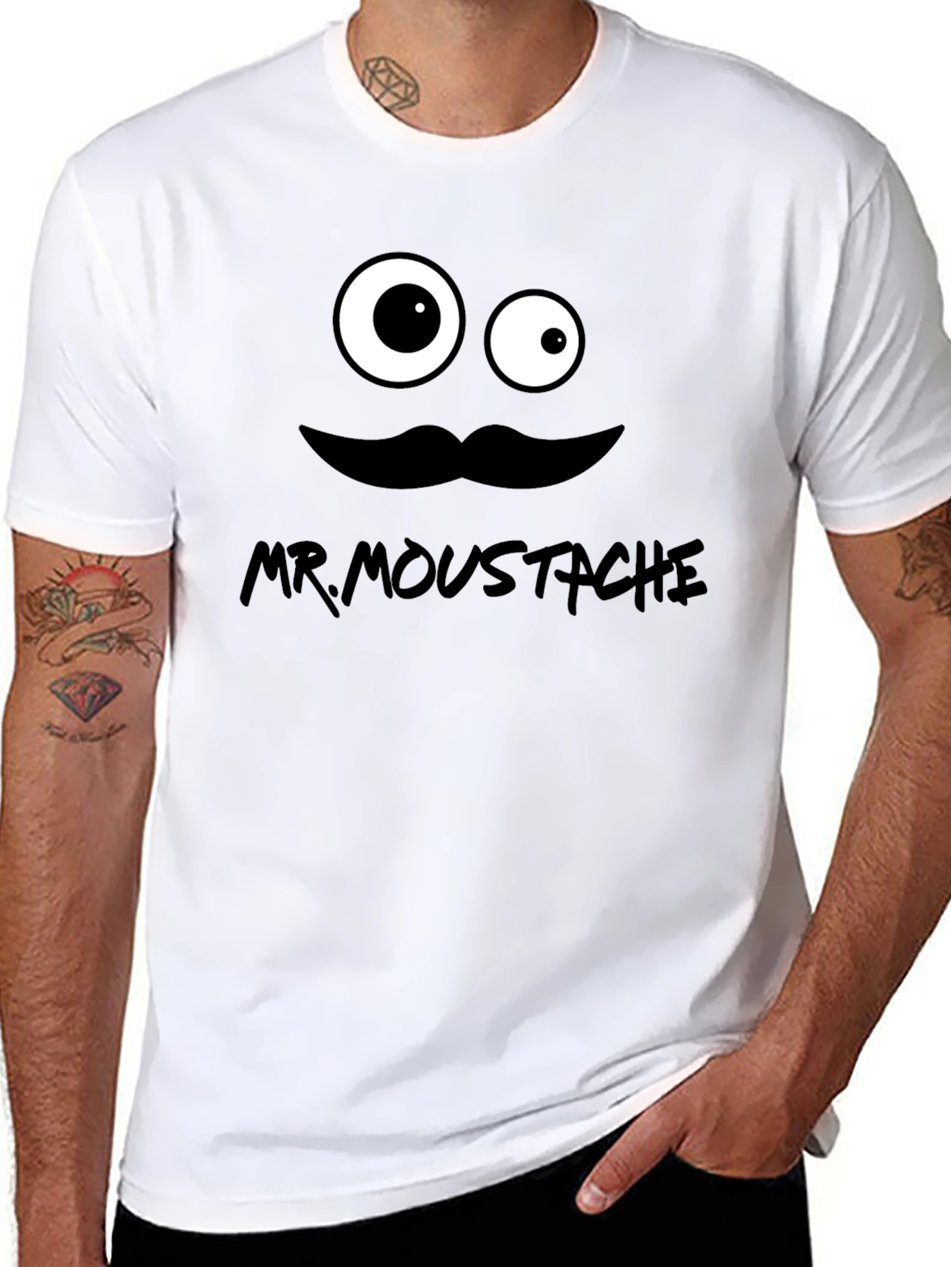 Mr. Moustache Graphic T-Shirt - Funny Cartoon Design